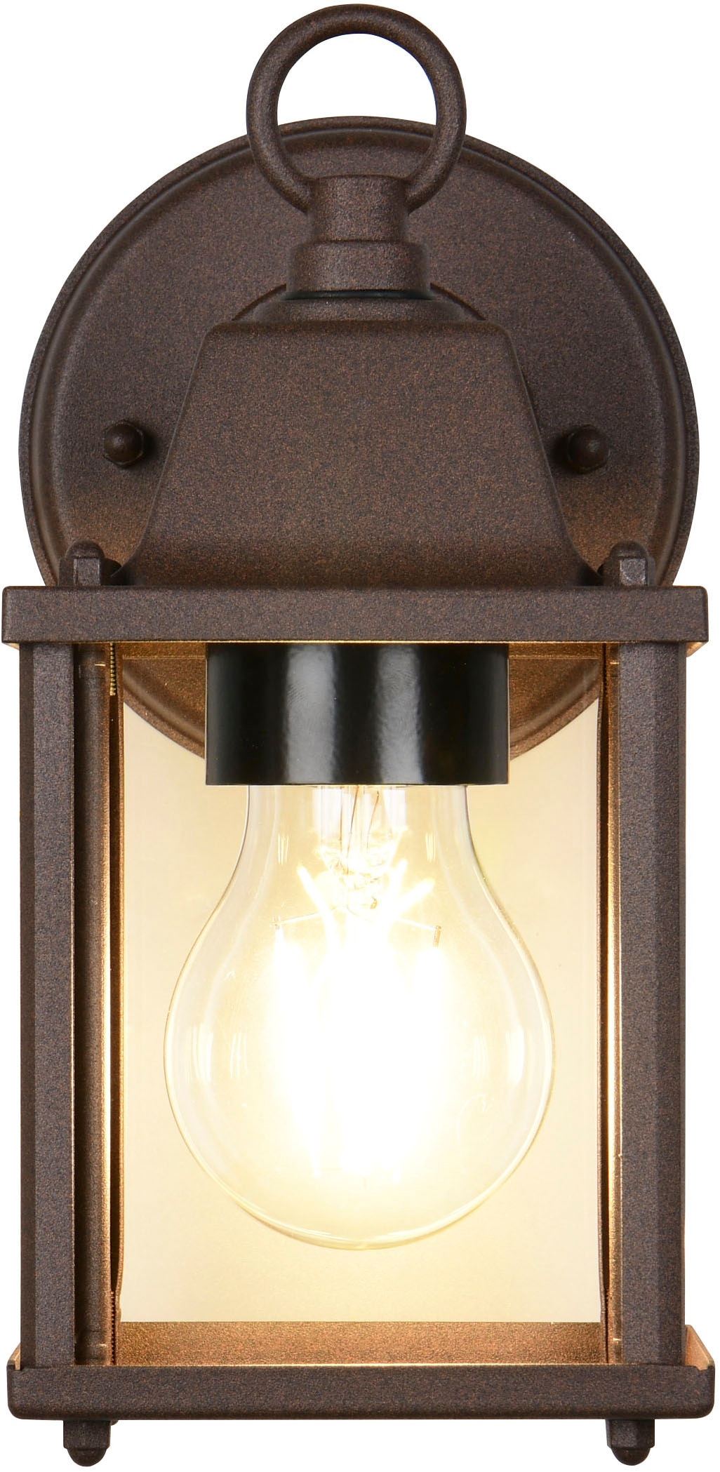 TRIO Leuchten Außen-Wandleuchte »MIRANDE, Hauswand Leuchte Laterne mit Glasschirm, exkl 1x E27 max 40W«, 1 flammig, Leuchtmittel E27 | Leuchtmittel wechselbar, IP23, Outdoor Wandlampe für wechselbare Leuchtmittel Höhe 23cm