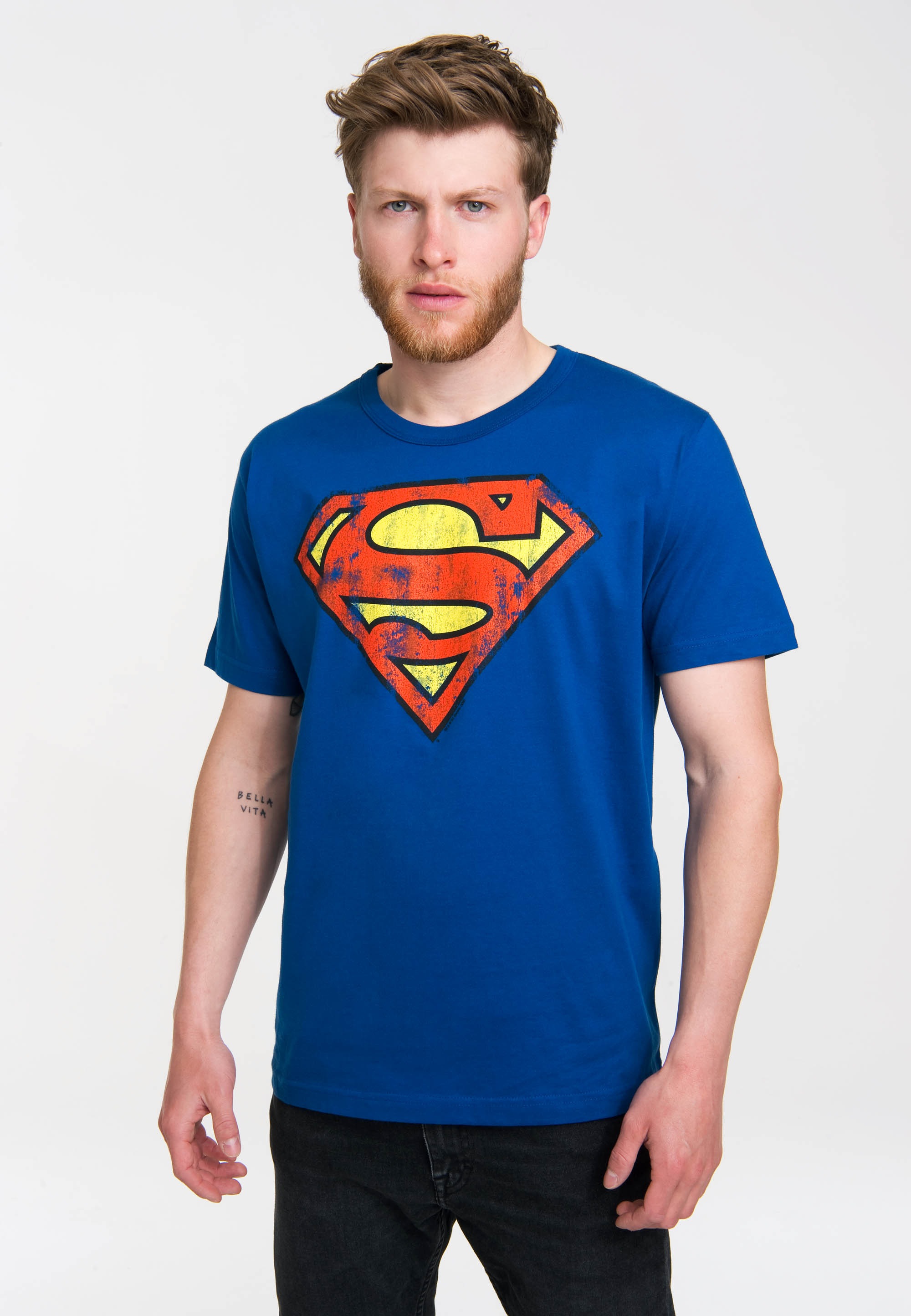LOGOSHIRT T-Shirt »Superman«, mit coolem Frontprint