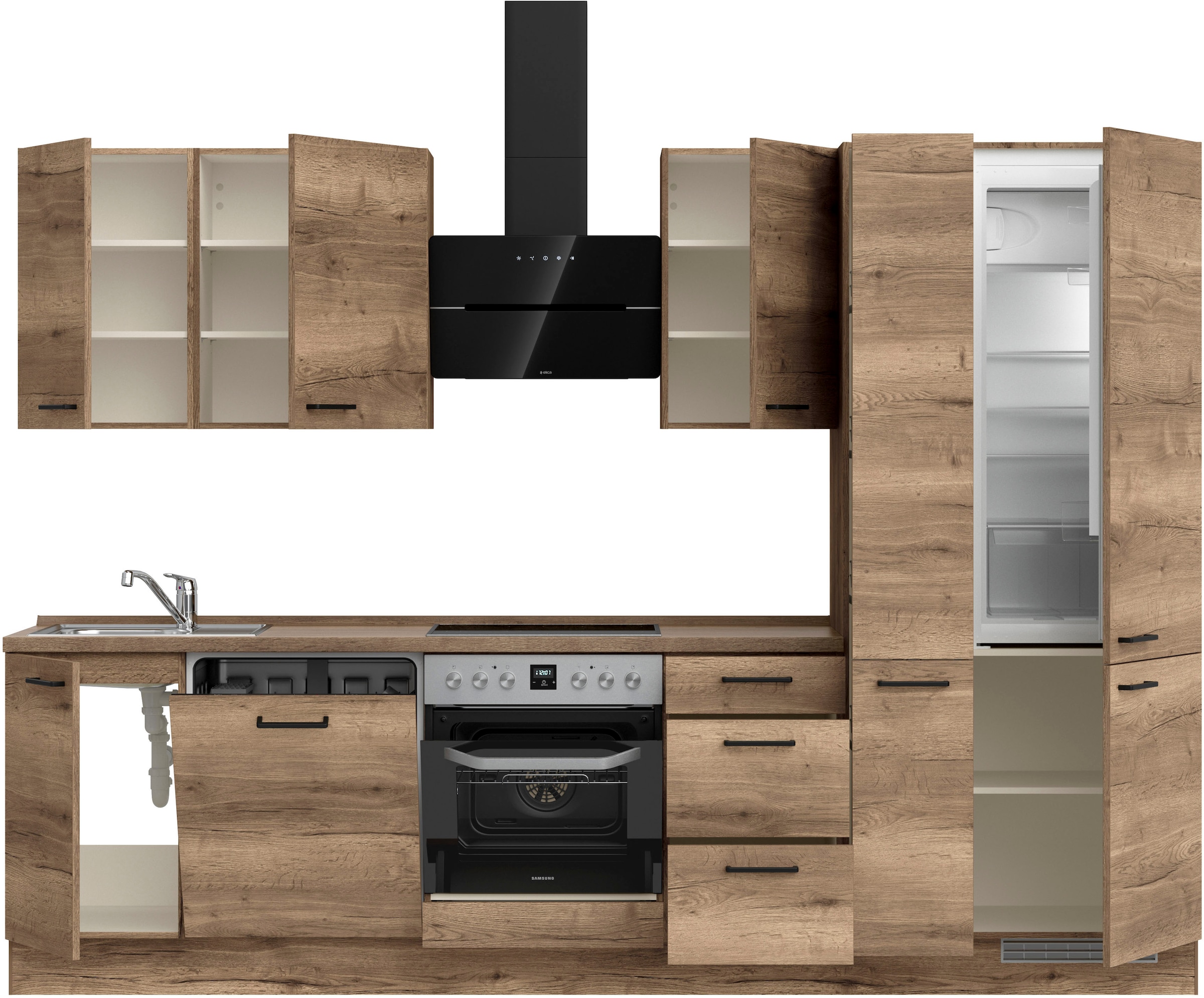 nobilia® Küchenzeile »"Structura II"«, vormontiert, Ausrichtung wählbar, Breite 300 cm, wahlw. mit E-Geräten