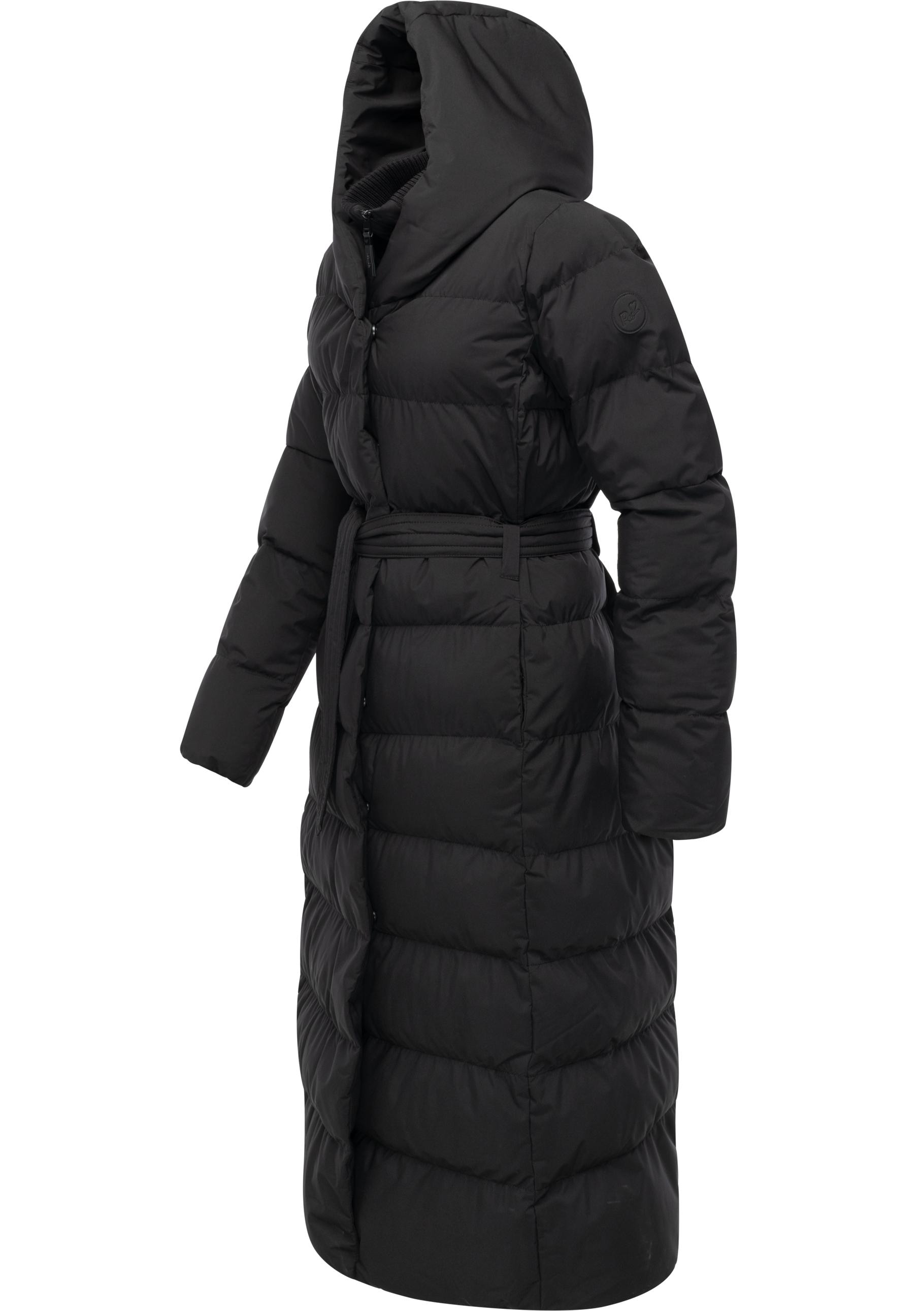 Ragwear Steppmantel »Niani Long«, Langer warmer Wintermantel mit Bindegürtel