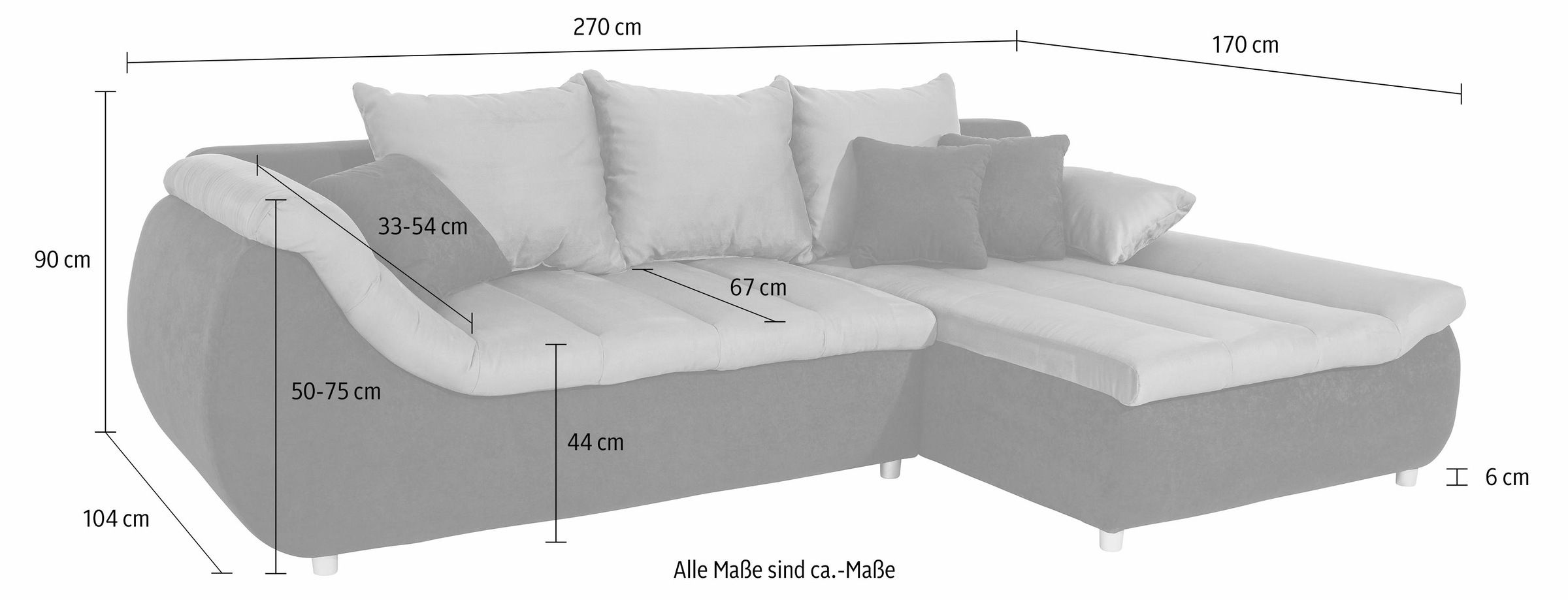 Home affaire Ecksofa "Imolla modern, Breite 270cm, bequem, aktuelle Steppun günstig online kaufen