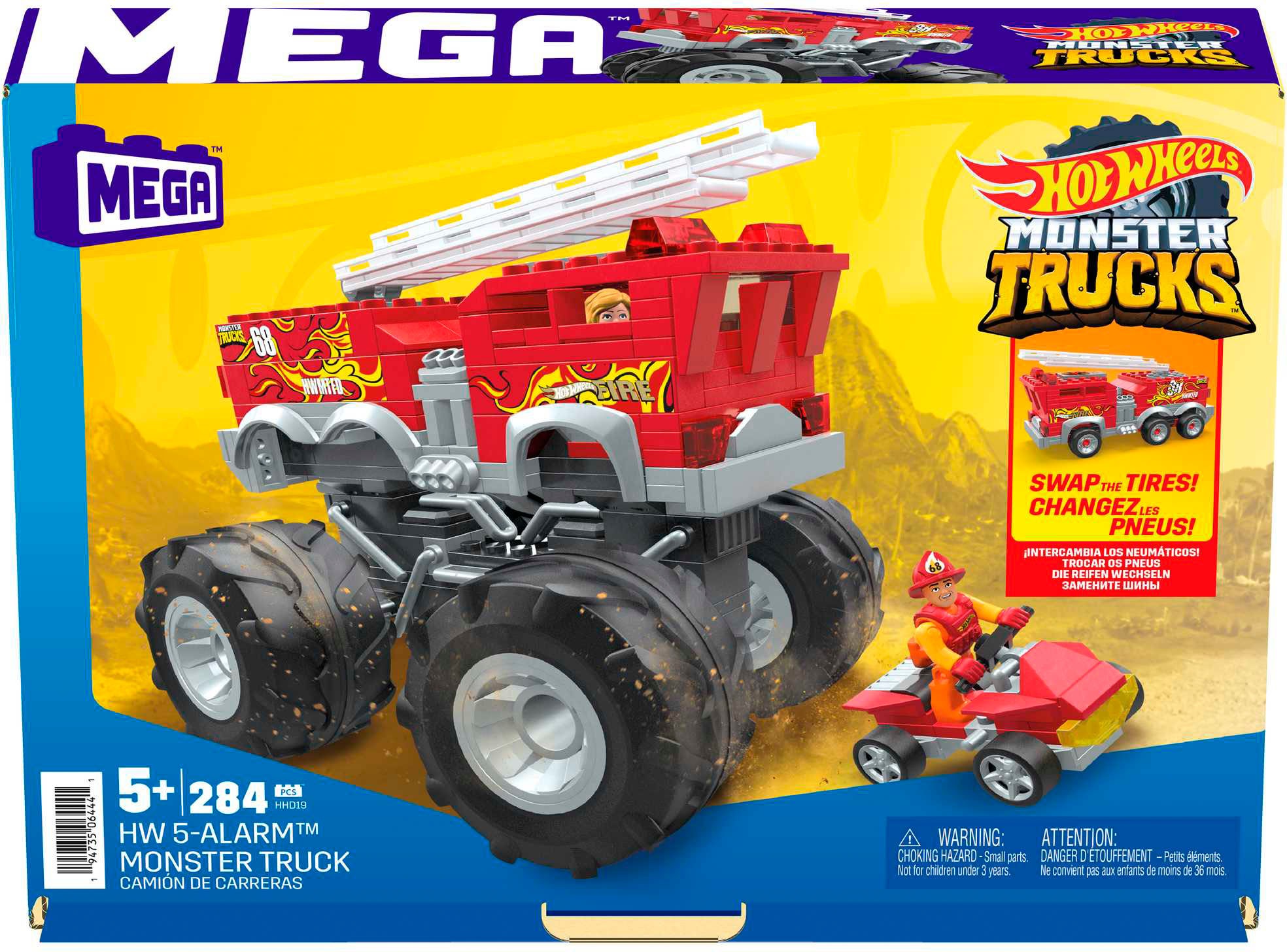 MEGA Spielzeug-Auto »Hot Wheels Feuerwehr-Auto Monster Truck«, (284 tlg.), mit 2 Figuren