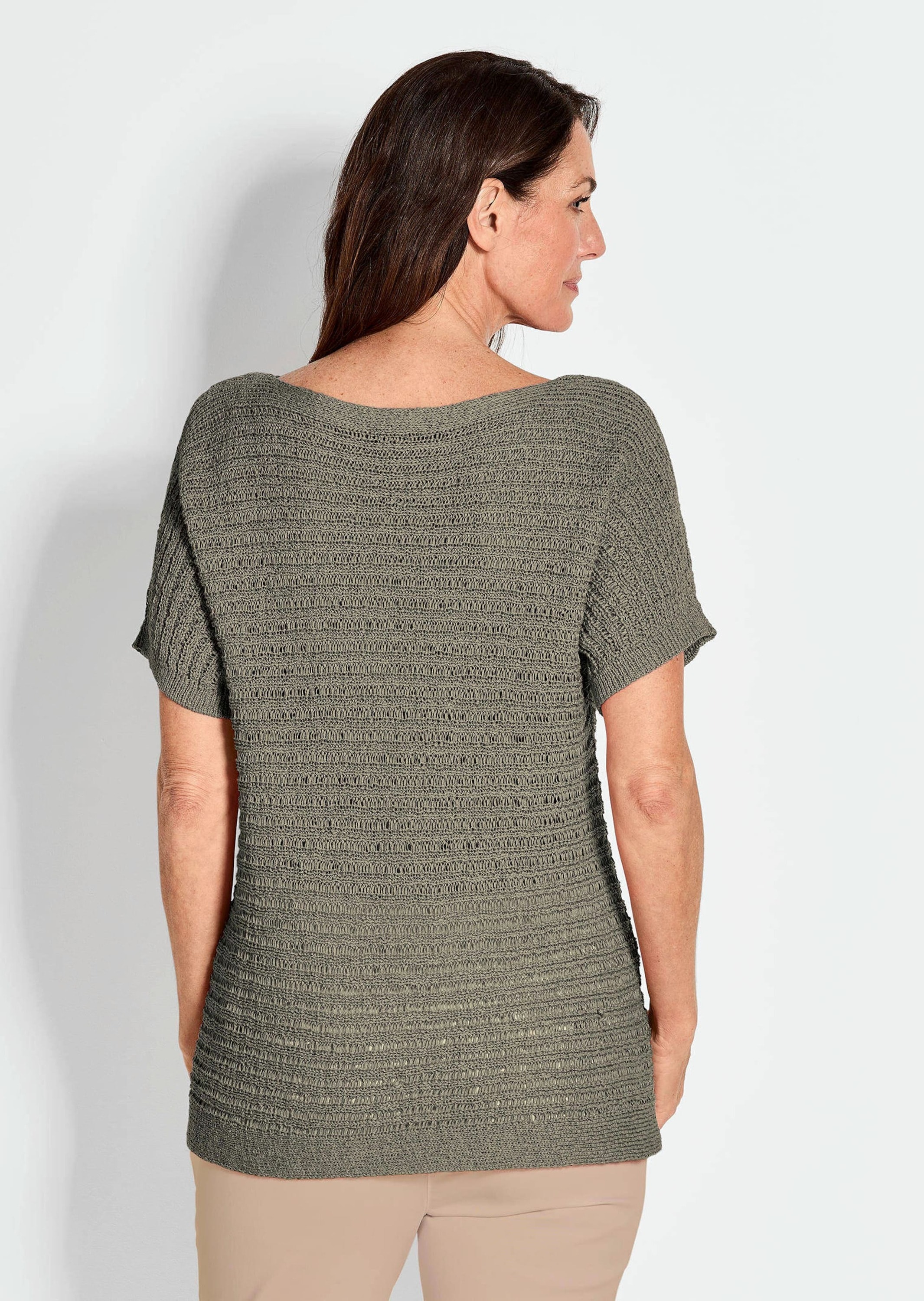 GOLDNER Rundhalspullover »Kurzarm-Pullover mit Rippen«