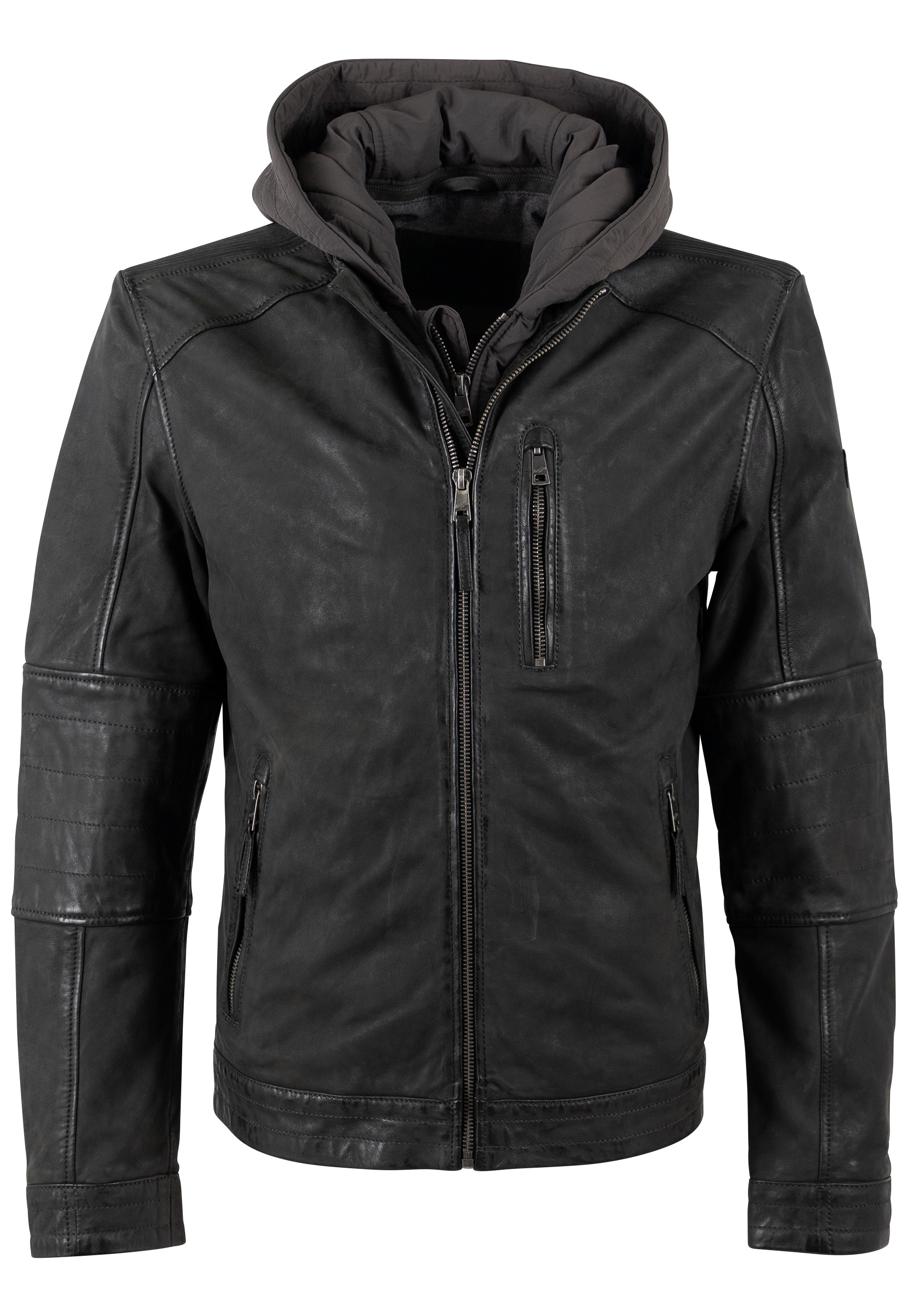 Mauritius Lederjacke »MMBjanco« mit Kapuze mit abnehmbarer Kapuze, Regular Fit