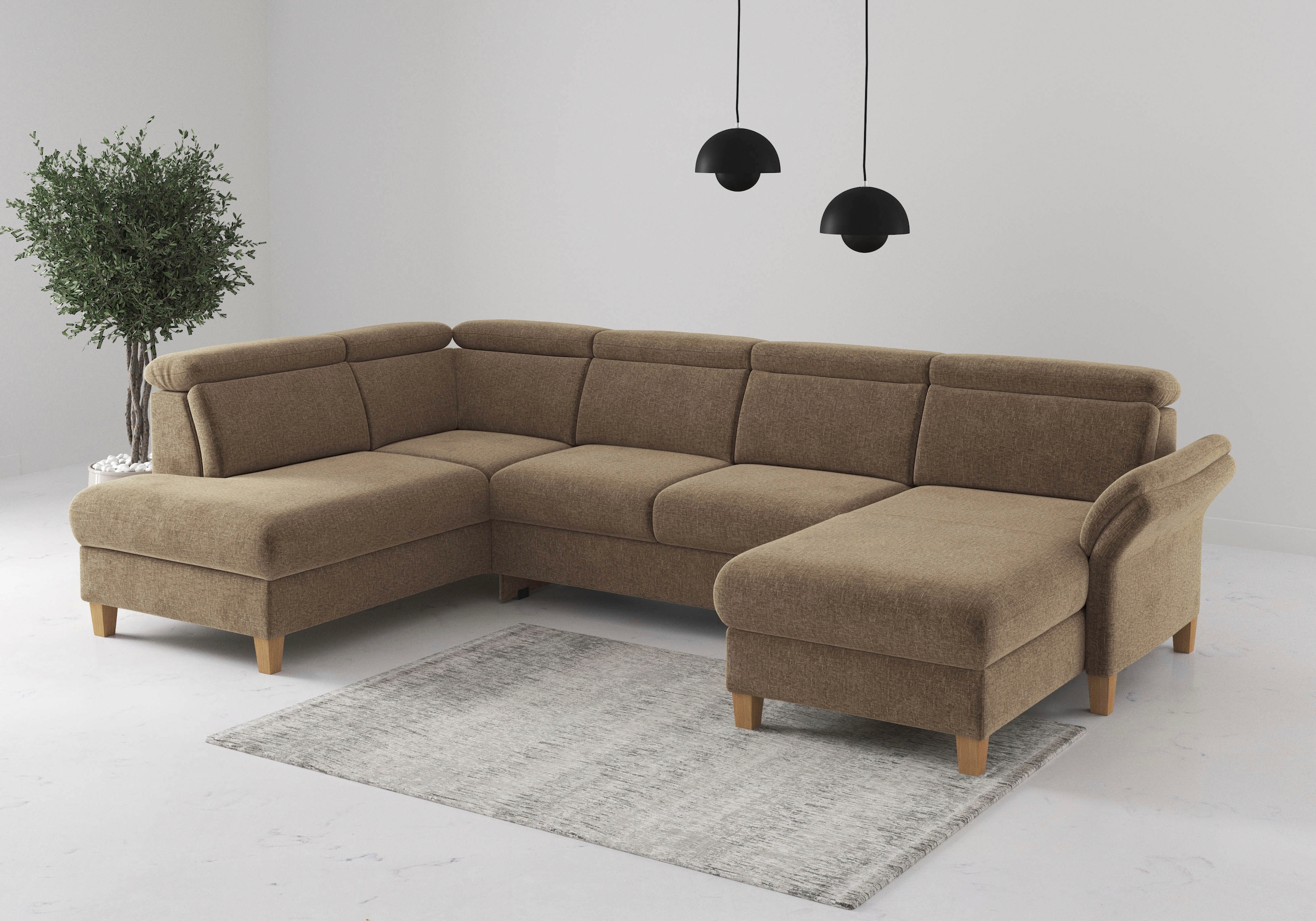 Home affaire Wohnlandschaft "Glendale, U-Form" inkl. Kopfteilverstellung, w günstig online kaufen