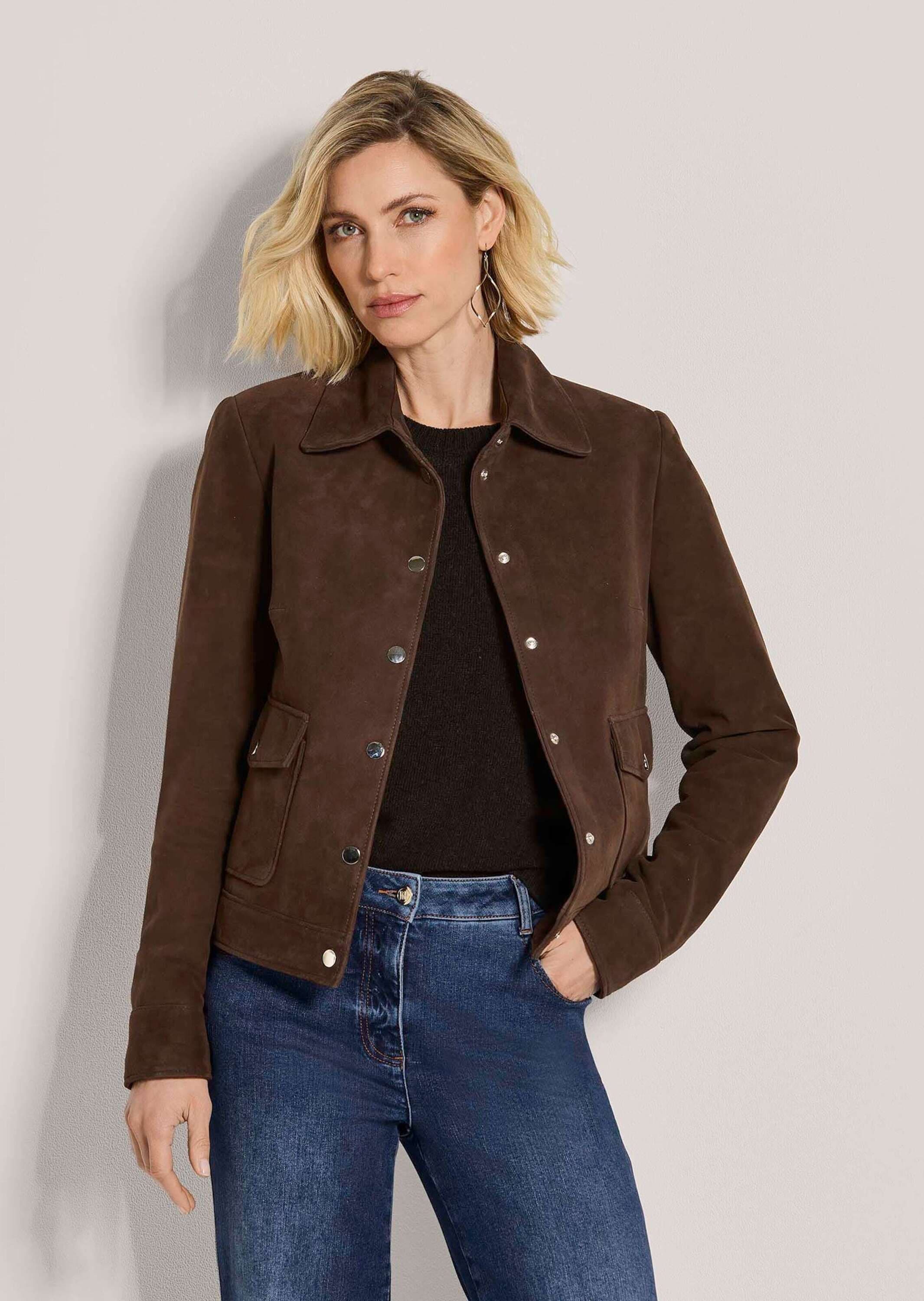 MADELEINE Lederjacke »Jacke Velourslederjacke mit Hemdkragen«