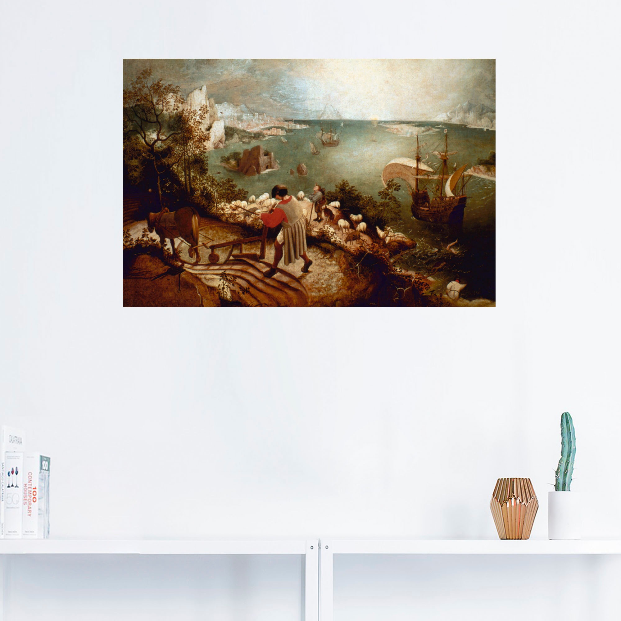 Artland Leinwandbild »Landschaft mit dem Sturz des Ikarus«, klassische Fantasie, (1 St.), auf Keilrahmen gespannt