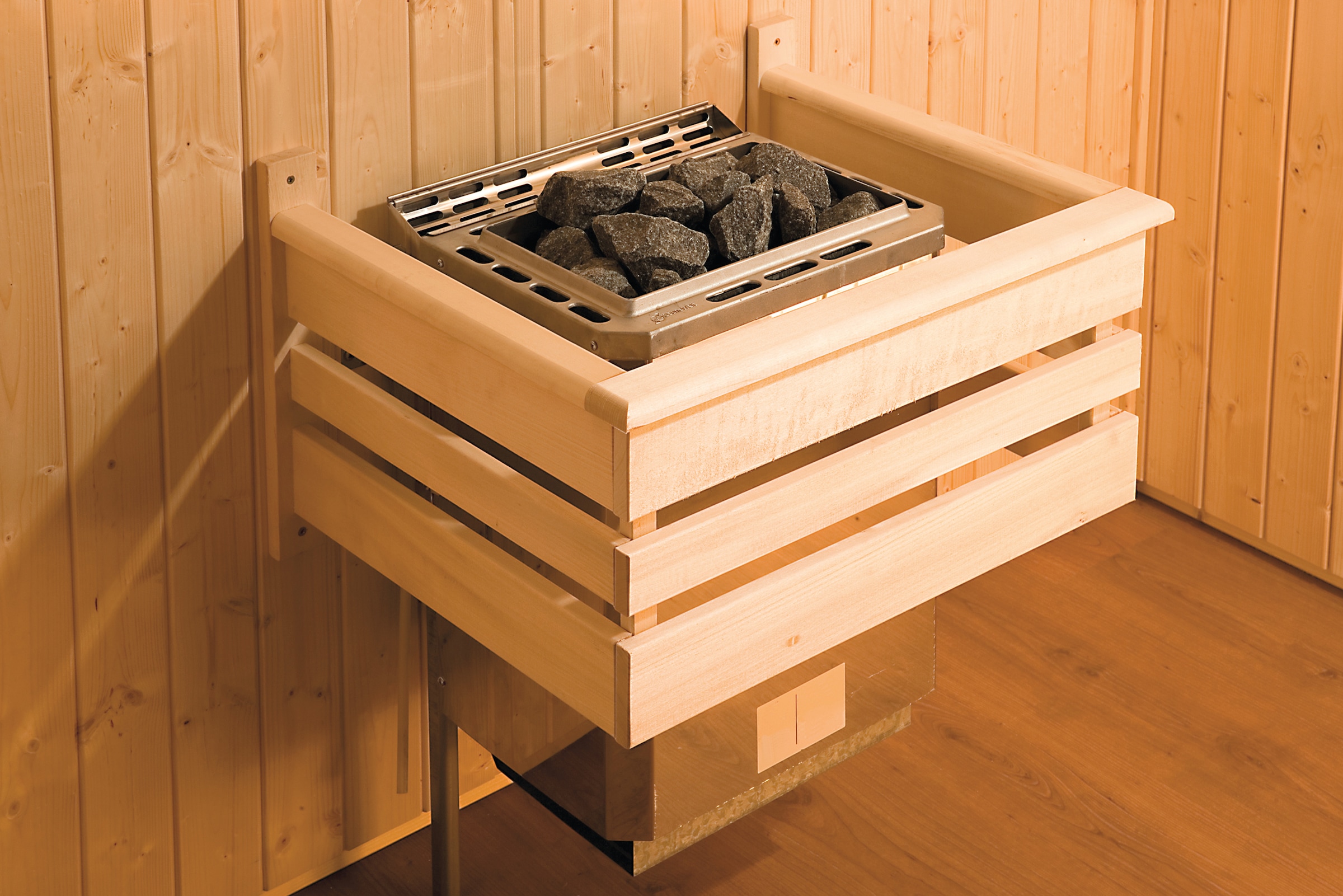 weka Sauna »Elementsauna KIRUNA 2«, vorgefertigte Elemente, 230 Volt Anschluss, moderne Ganzglastür