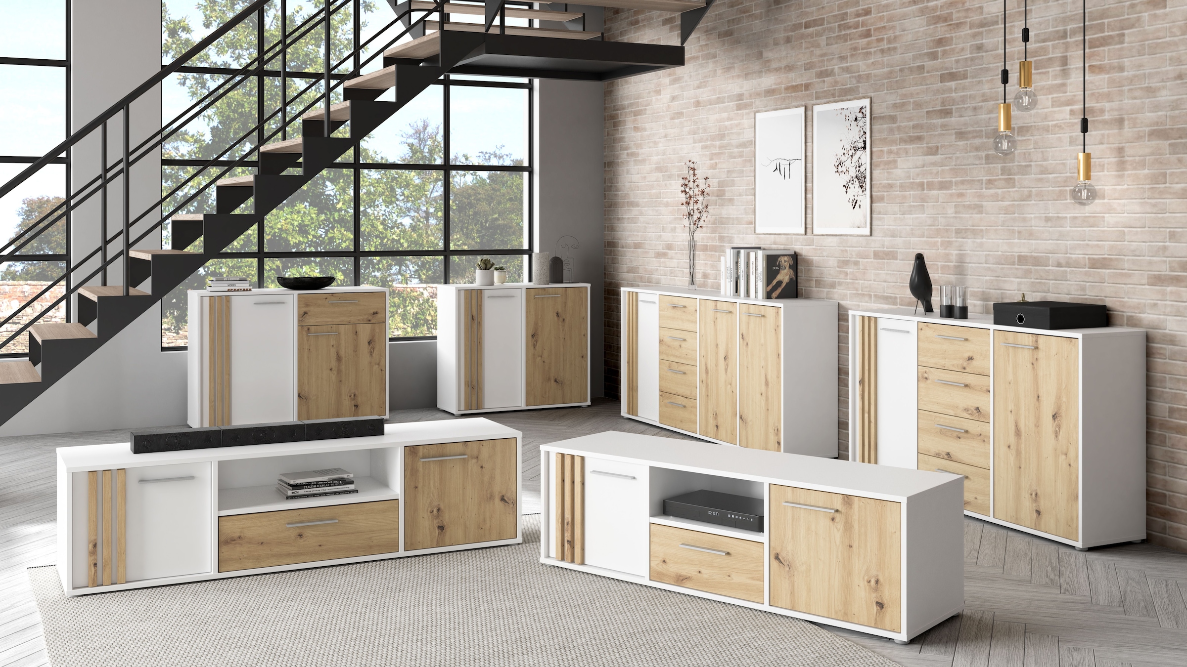 FORTE Sideboard »Cardigan«, Sideboard, 2 farbig, Stauraum, Schubkasten, Soft Close,Breite 142,6cm