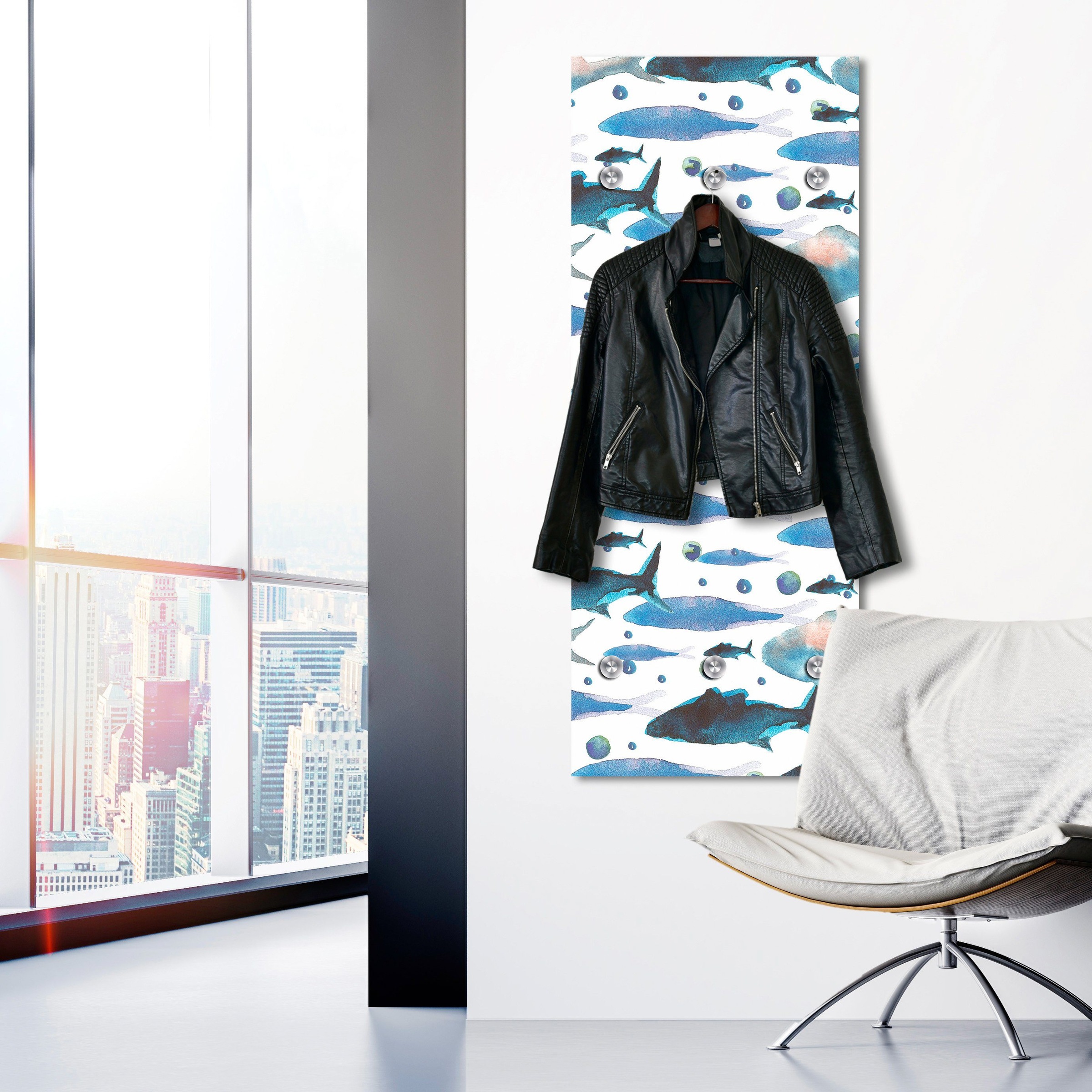 queence Garderobenleiste "Fische" mit 6 Haken, 50 x 120 cm günstig online kaufen