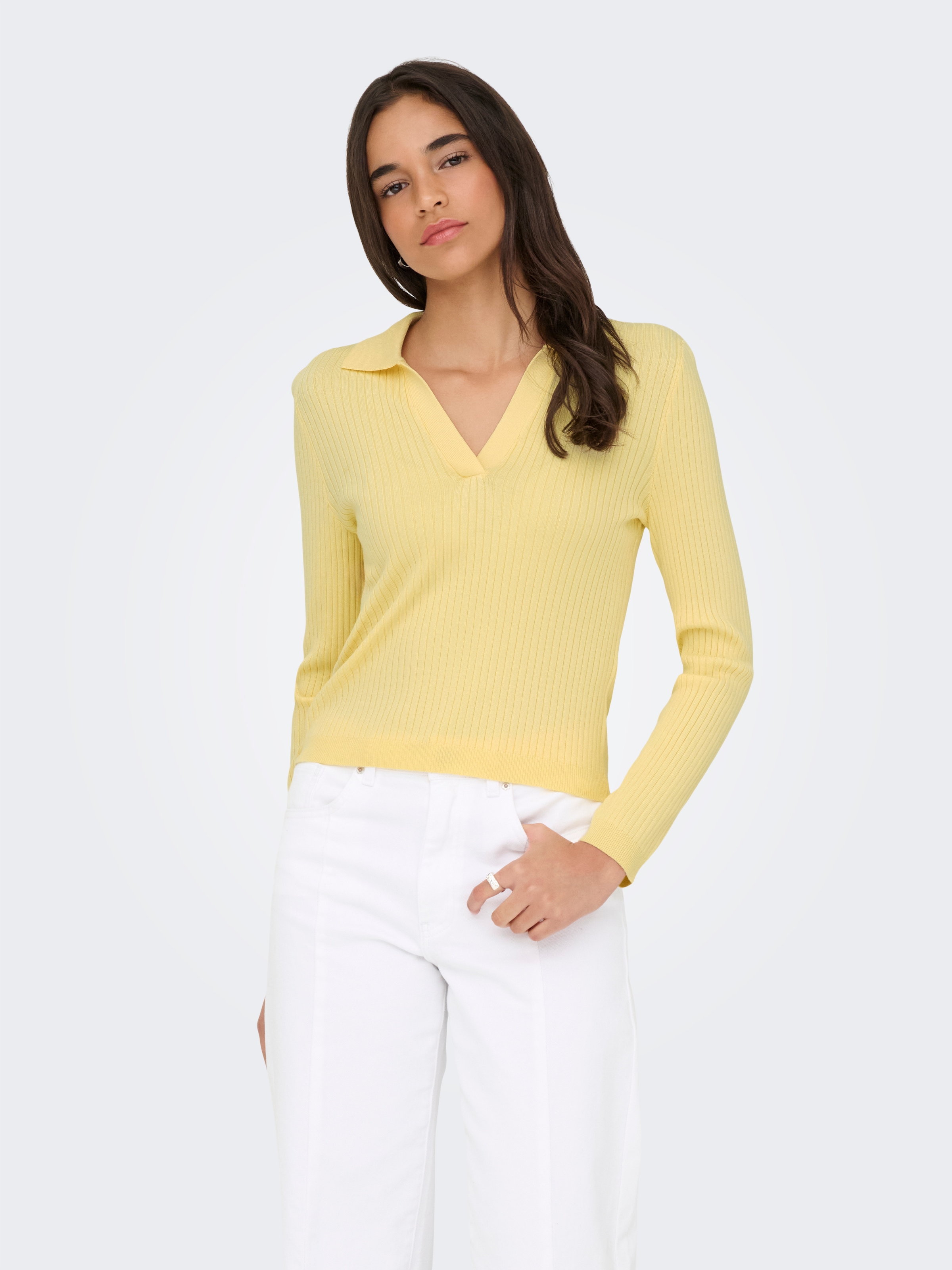 ONLY Polokragenpullover »ONLKAYA LS POLO PULLOVER EX KNT« Rippstrick