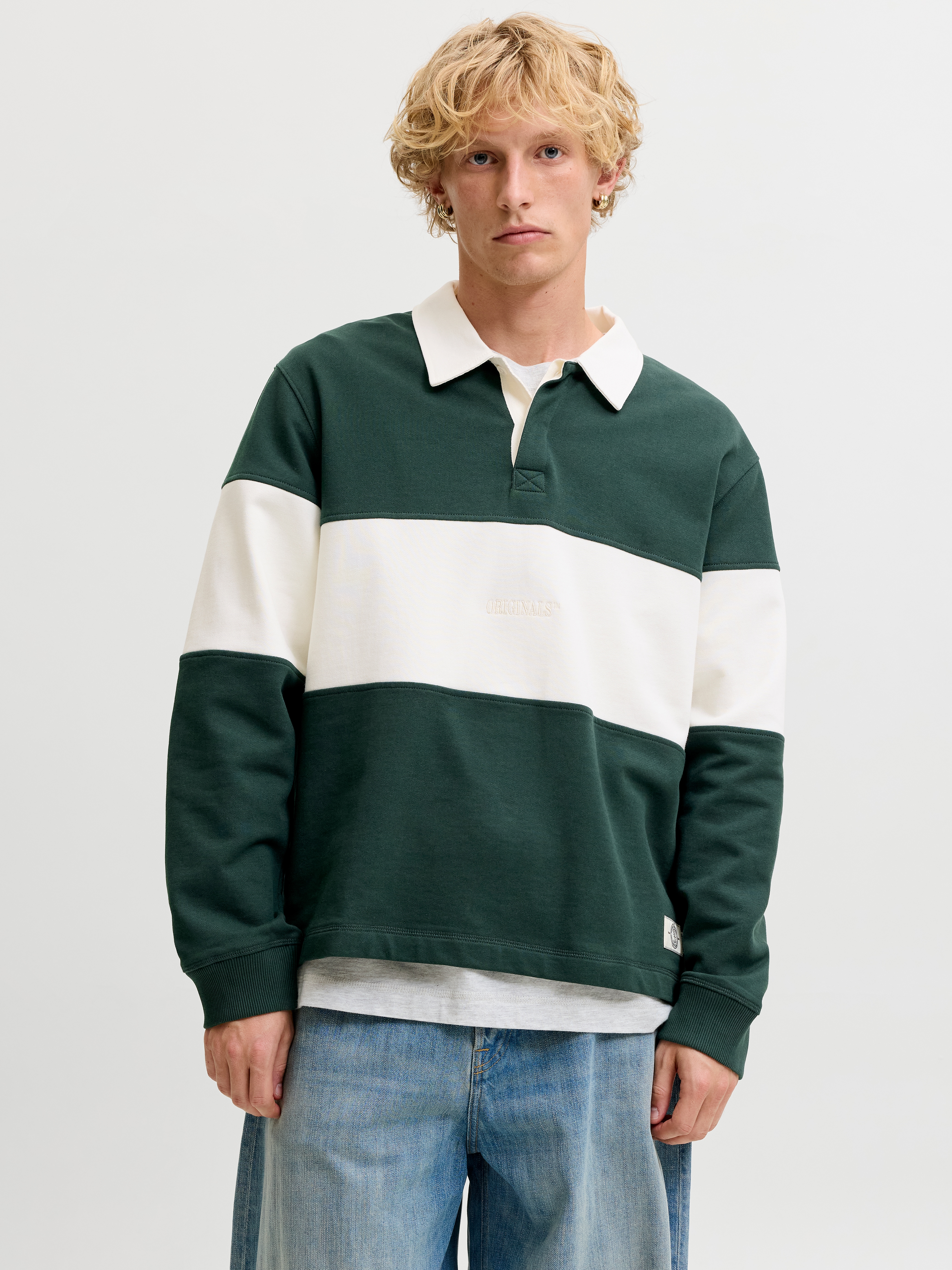 Jack & Jones Sweatshirt "JORFREDERIKSBERG BLOCKING SWEAT POLO SN", Baumwolle, relaxed fit