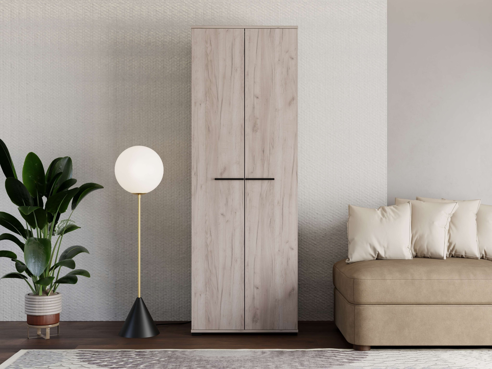 Home affaire Garderobenschrank "Lorca Drehtürenschrank, Dielenschrank, Flurschrank, Mehrzweckschrank" Modernes Design in Eiche-Optik mit ABS-Kanten, 2-türig
