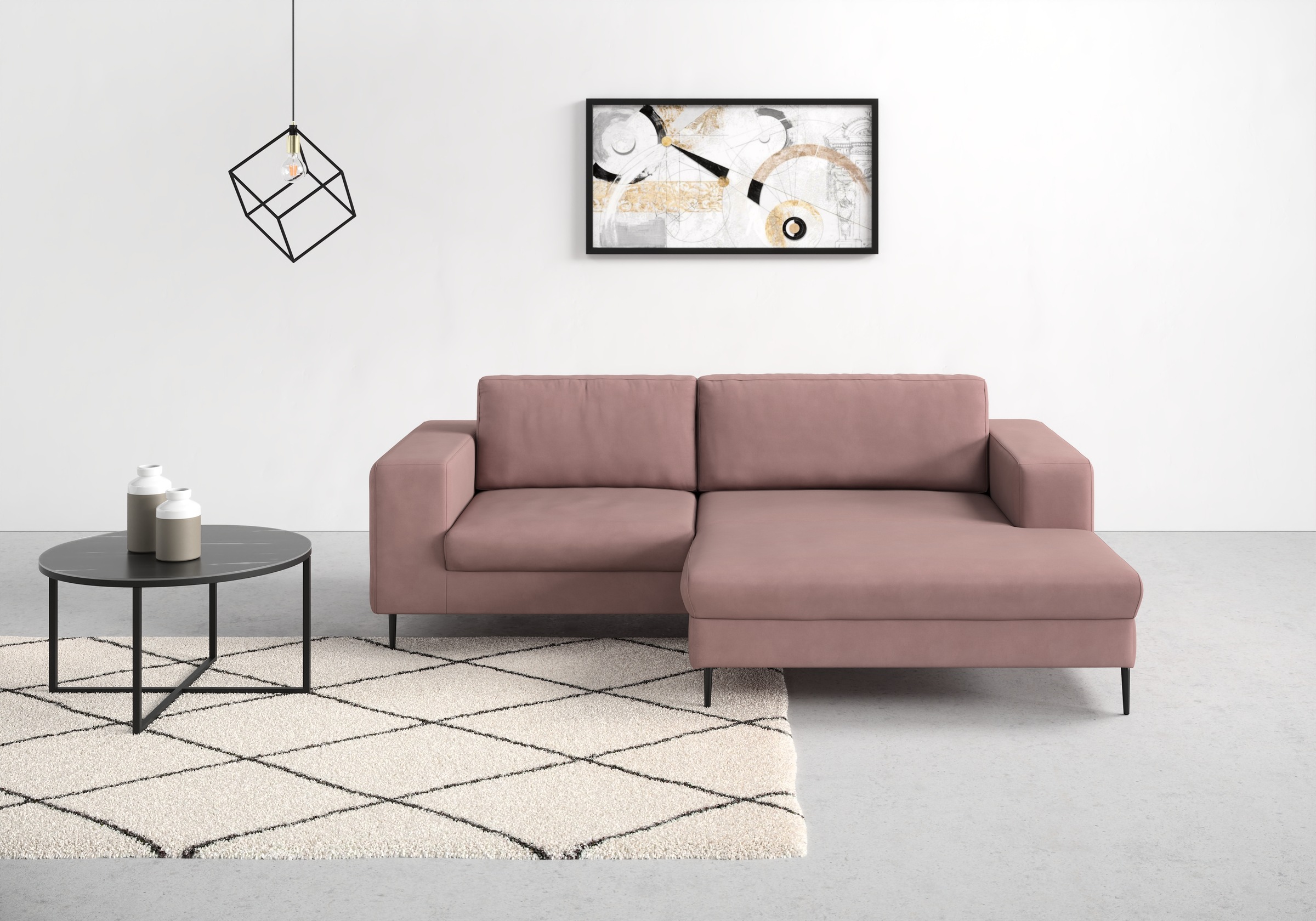 DOMO collection Ecksofa »Modica kompakt und elegant, Breite 244, L-Form«, moderne Optik mit extrabreiter Recamiere, auch in Cord