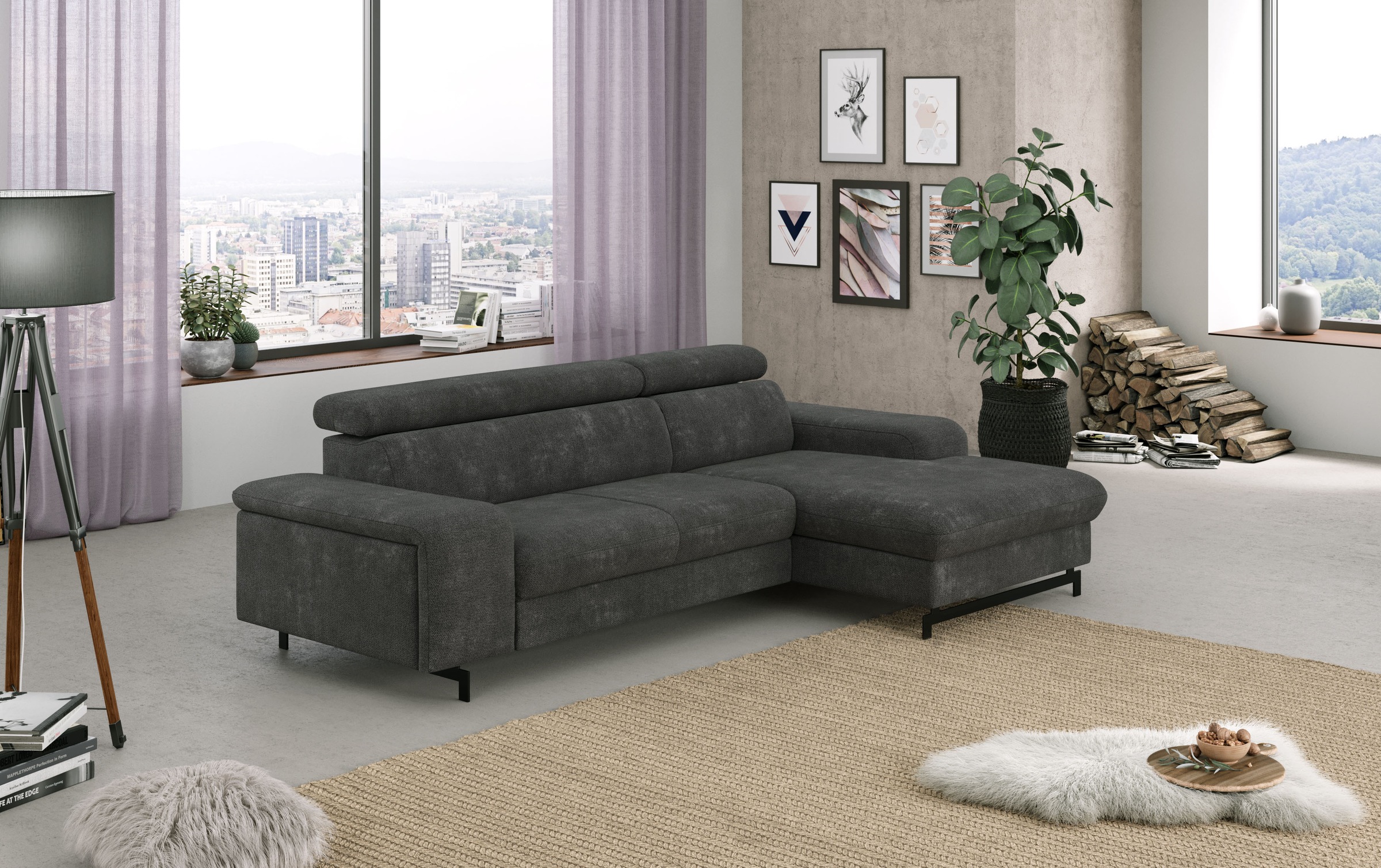 COTTA Ecksofa "Emma L-Form, B: 267 cm" mit Kopfteilverstellung, optional Schlaffunktion & Bettkasten