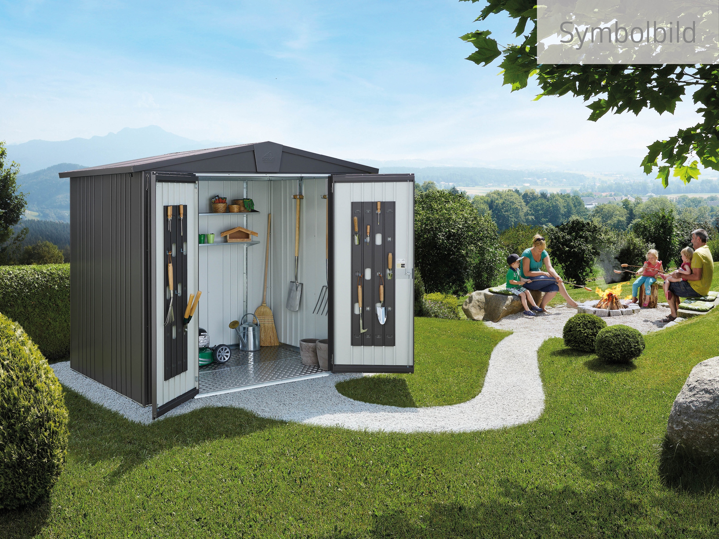 Biohort Gerätehaus »Europa Gr. 4, verschiedene Farben« Qualitäts-Geräteschuppen aus Metall