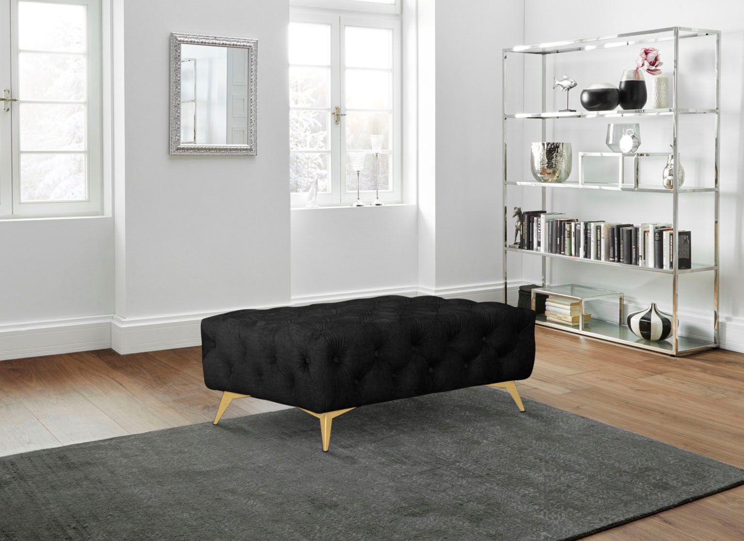 Home affaire Polsterhocker "Glynis" aufwändige Knopfheftung, moderne Cheste günstig online kaufen