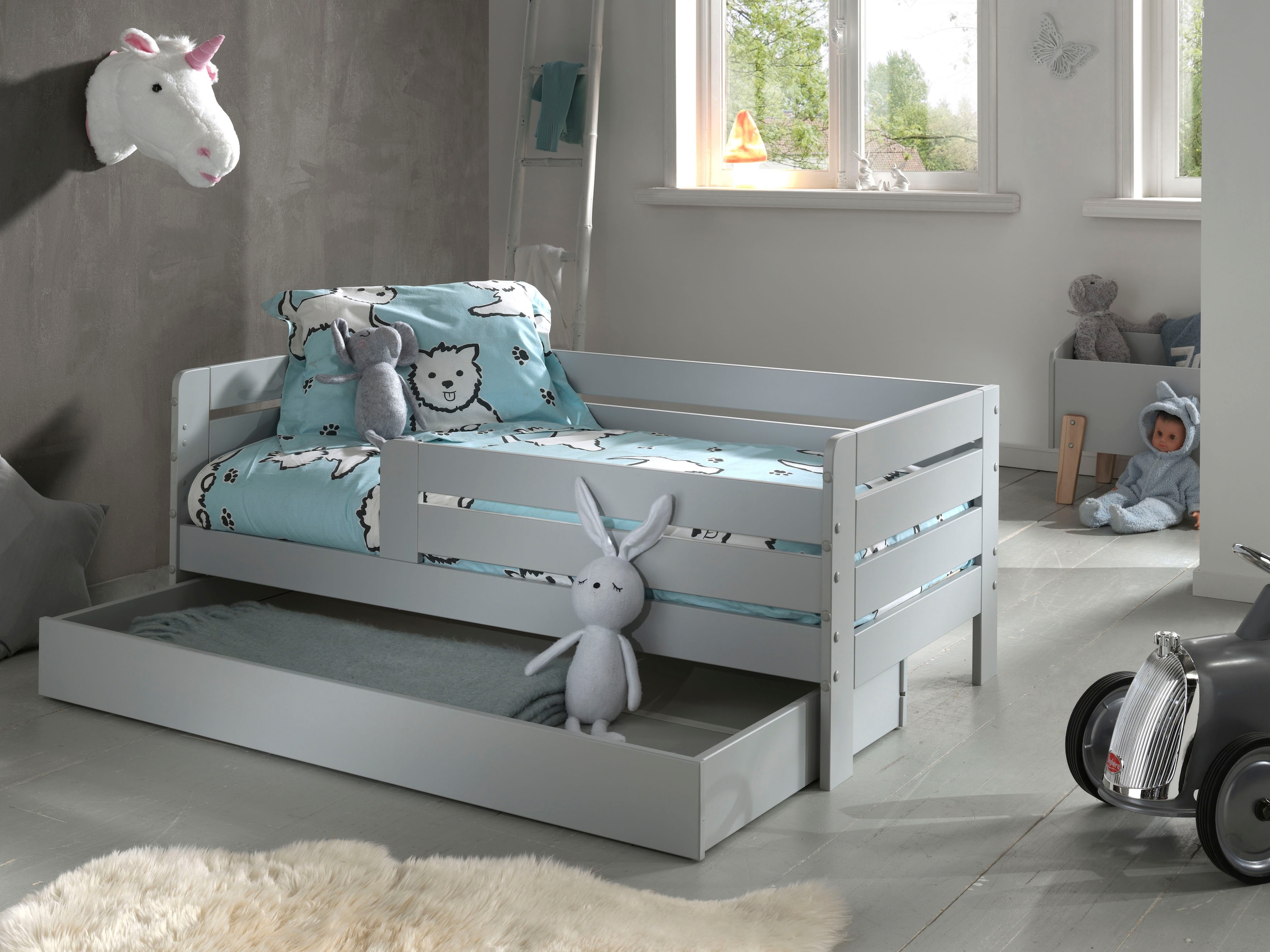 Vipack Kinderbett »Junior«, (Made in Europe), mit Rolllattenrost, wahlweise mit Schublade
