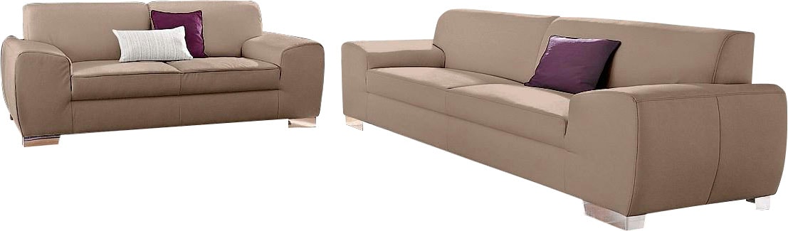 DOMO collection Polstergarnitur "Ricardo kubisch, modern & elegant, bequem, Federkernunterfederung" Set, 2 Stk. tlg. Set: 2-Sitzer und 2,5-Sitzer