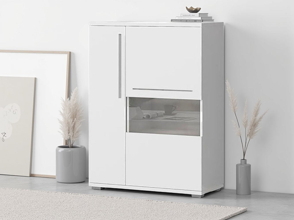 Places of Style Highboard "Piano Vitrine", UV lackiert, Soft-Close Funktion günstig online kaufen