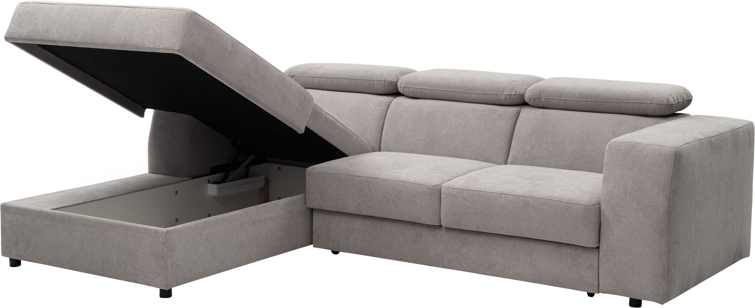 WERK2 Ecksofa »Cherry, modernes Sofa mit Komfortfunktionen, Breite 270cm, L-Form,«, bequem, mit verstellbaren Kopfteilen, Schlaffunktion und Bettkasten