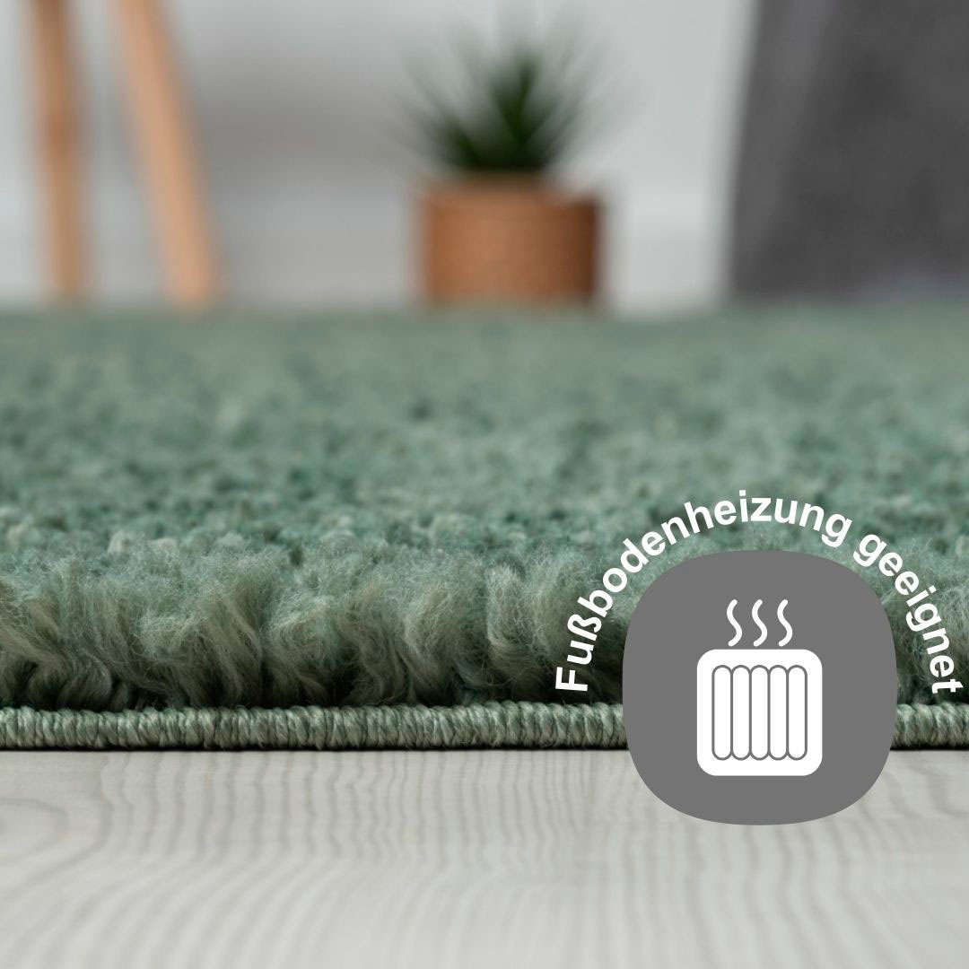 my home Hochflor-Bettumrandung »Banji«, (3 tlg.), Uni Farben, weich und flauschig, auch als Läufer & in rund erhältlich