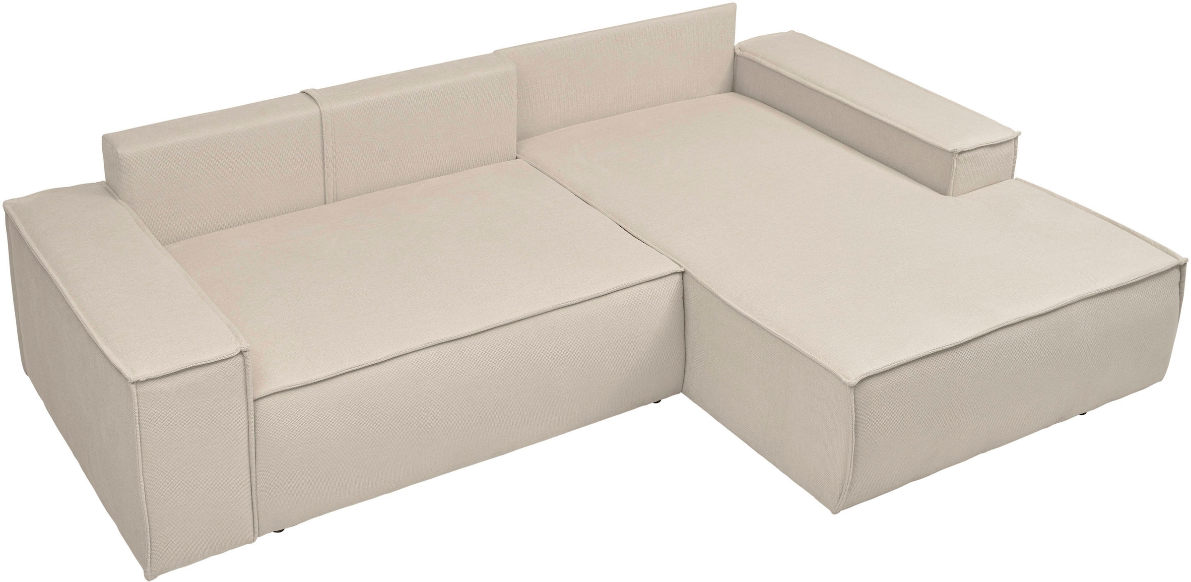 andas Ecksofa »Finnley Schlafsofa 267 cm in Bouclé, Struktur fein u. Cord, L-Form,«, Schlaffunktion m. Bettkasten (136/210 cm), Bouclé, Struktur und Cord