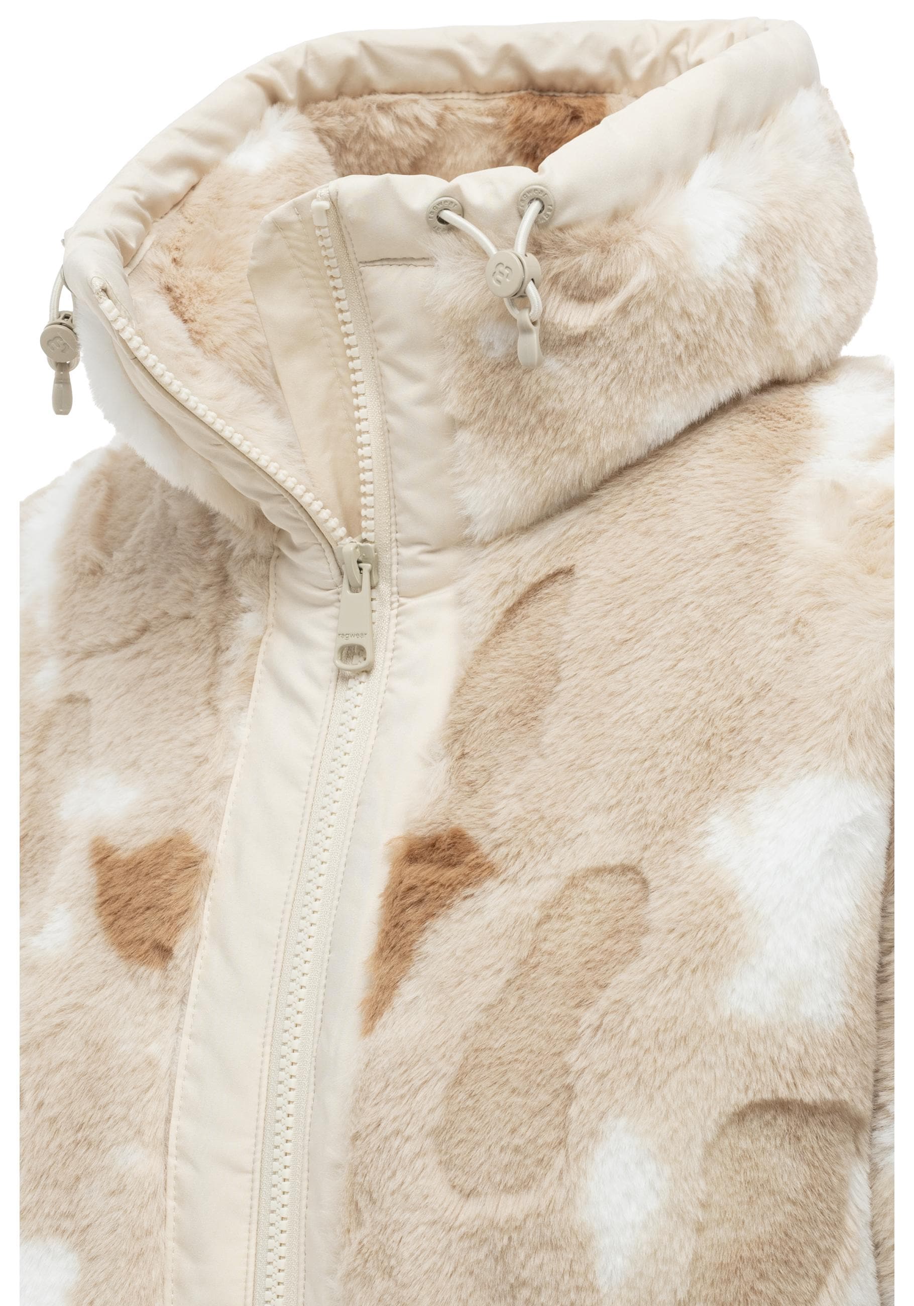 Ragwear Fellimitatjacke »Nordicka Y« ohne Kapuze Ultraleichte Plüschjacke mit Stehkragen, winddicht