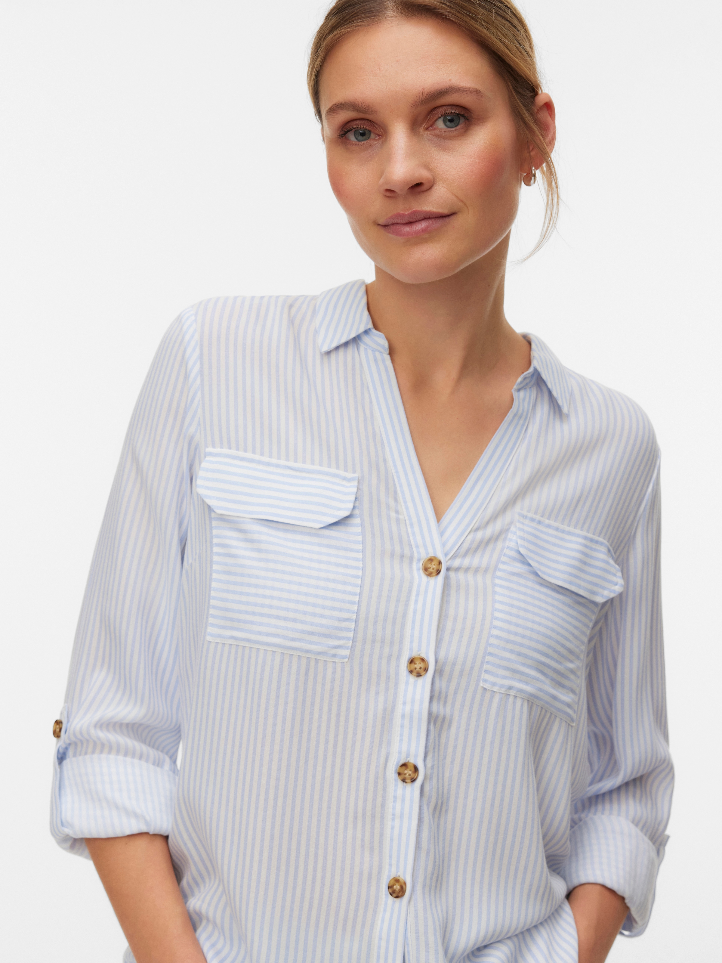 Vero Moda Hemdbluse "Vmbumpy L/S Shirt New Wvn Ga Noos" Viskose, Regular Fit
