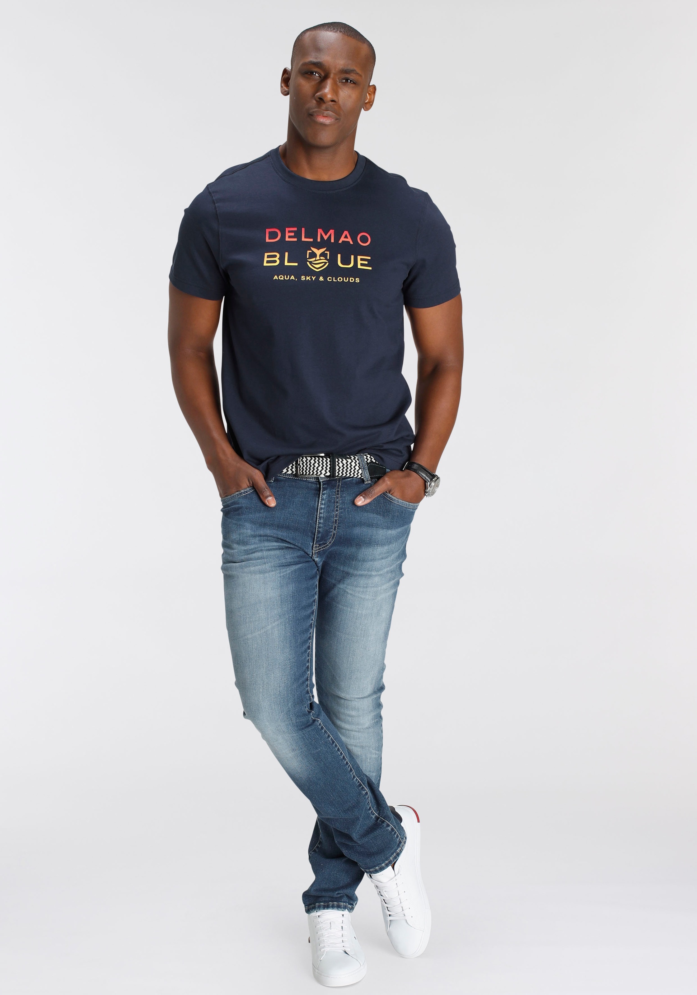 DELMAO T-Shirt Men Blue Size L 3