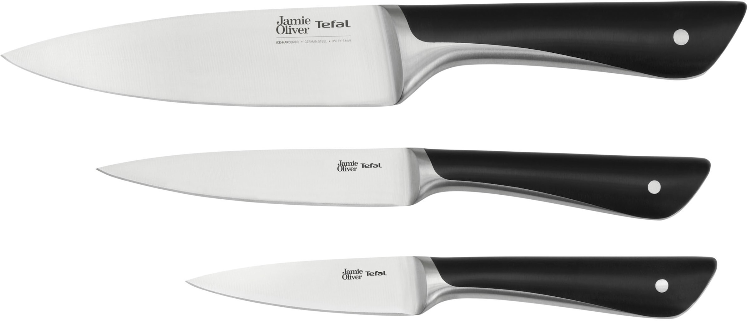 TEFAL Messer-Set "K267S3 Jamie Oliver", grau, Kochmesser-Sets, hohe Leistung, unverwechselbares Design, widerstandsfähig/langlebig