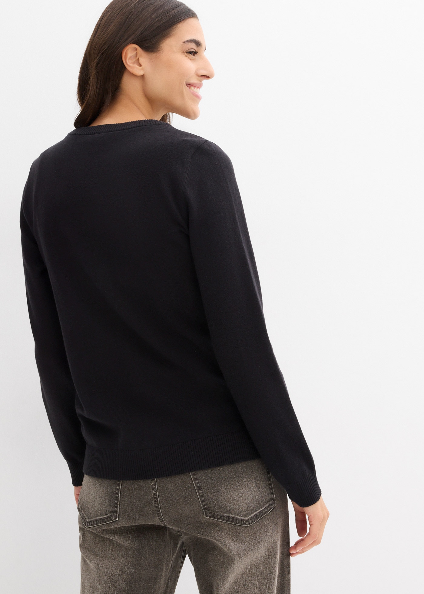 bonprix Strickjacke lockere Passform, aus Baumwolle und Polyamid, mit Knopfleiste