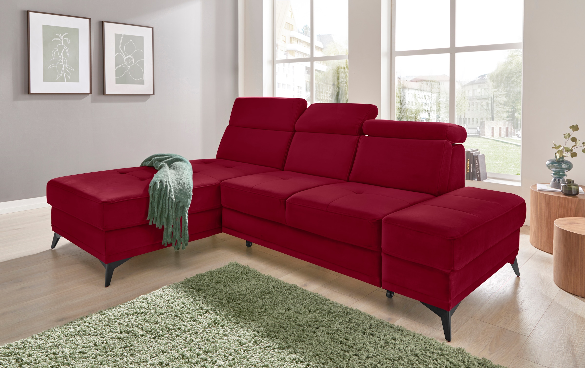 Home affaire Ecksofa "Cardiz L-Form" inkl.Kopfteilverstellung und Federkern günstig online kaufen