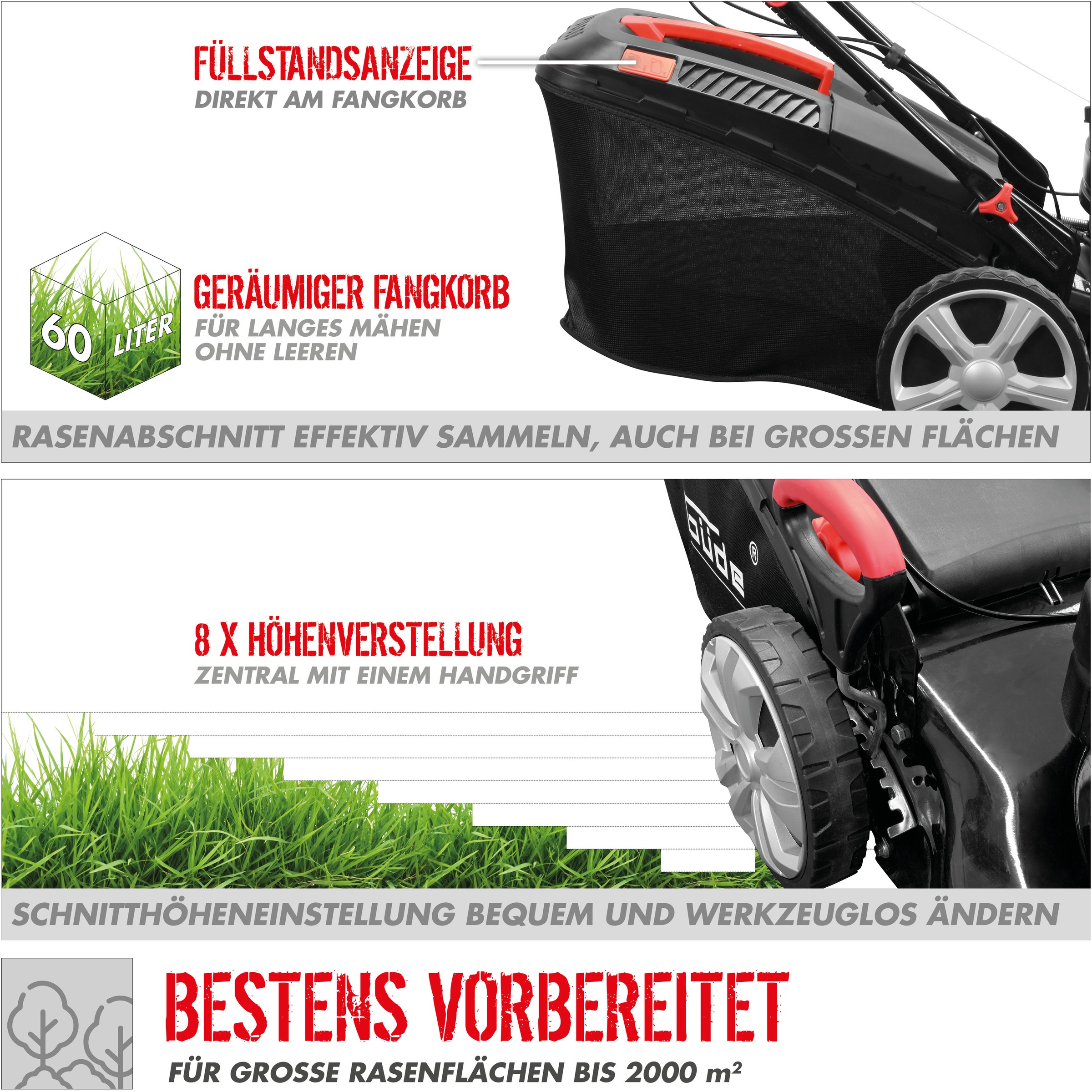 Güde Benzinrasenmäher »BIG WHEELER 534.2 R«, für große Rasenflächen bis 2.000m²