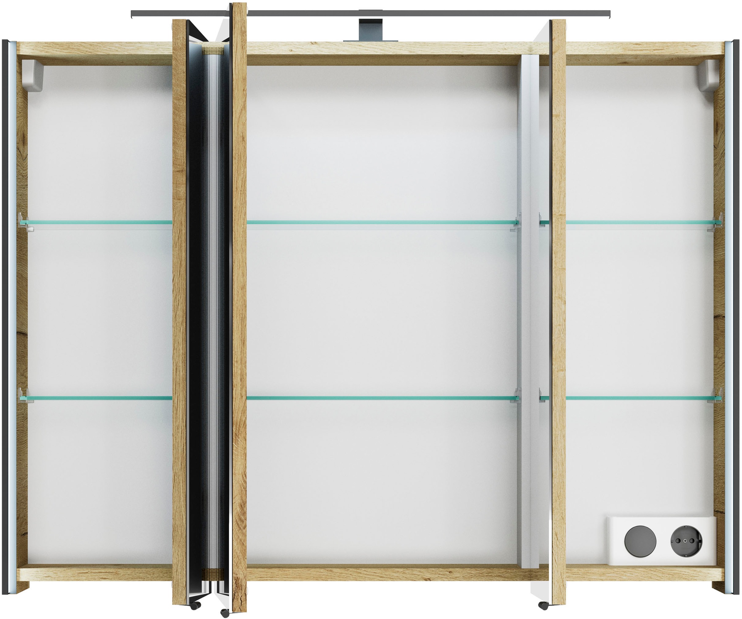 Saphir Spiegelschrank »Serie 7045 Badezimmer-Spiegelschrank inkl. LED-Beleuchtung, 3 Türen«, Badschrank 93,2 cm breit, inkl. LEDplus Schalter und Türdämpfer