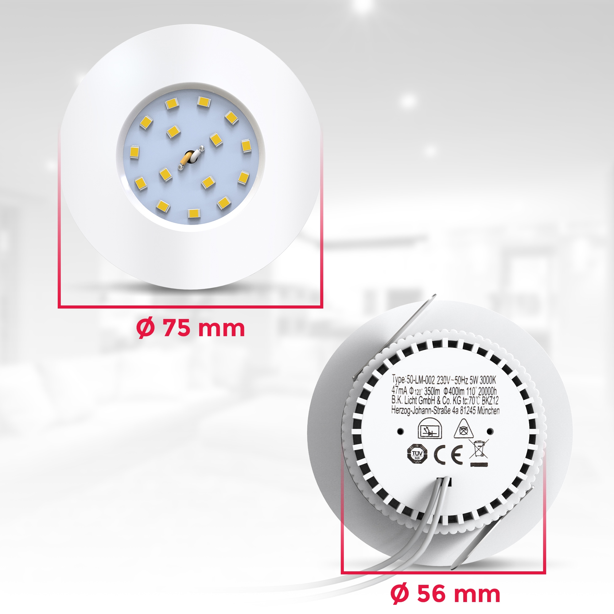B.K.Licht LED Einbaustrahler, LED fest integriert, Warmweiß