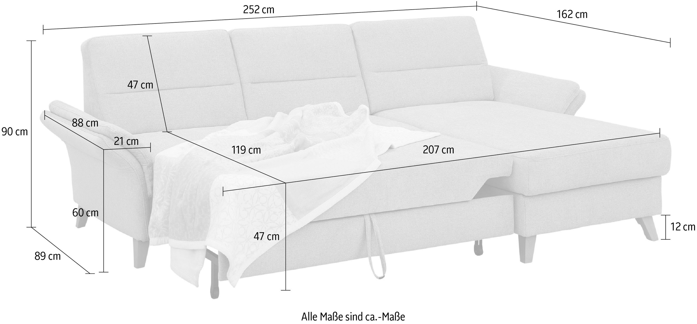 Home affaire Ecksofa »Westerland L-Form«, Federkern-Polsterung, wahlweise mit Bettfunktion, Bettkasten