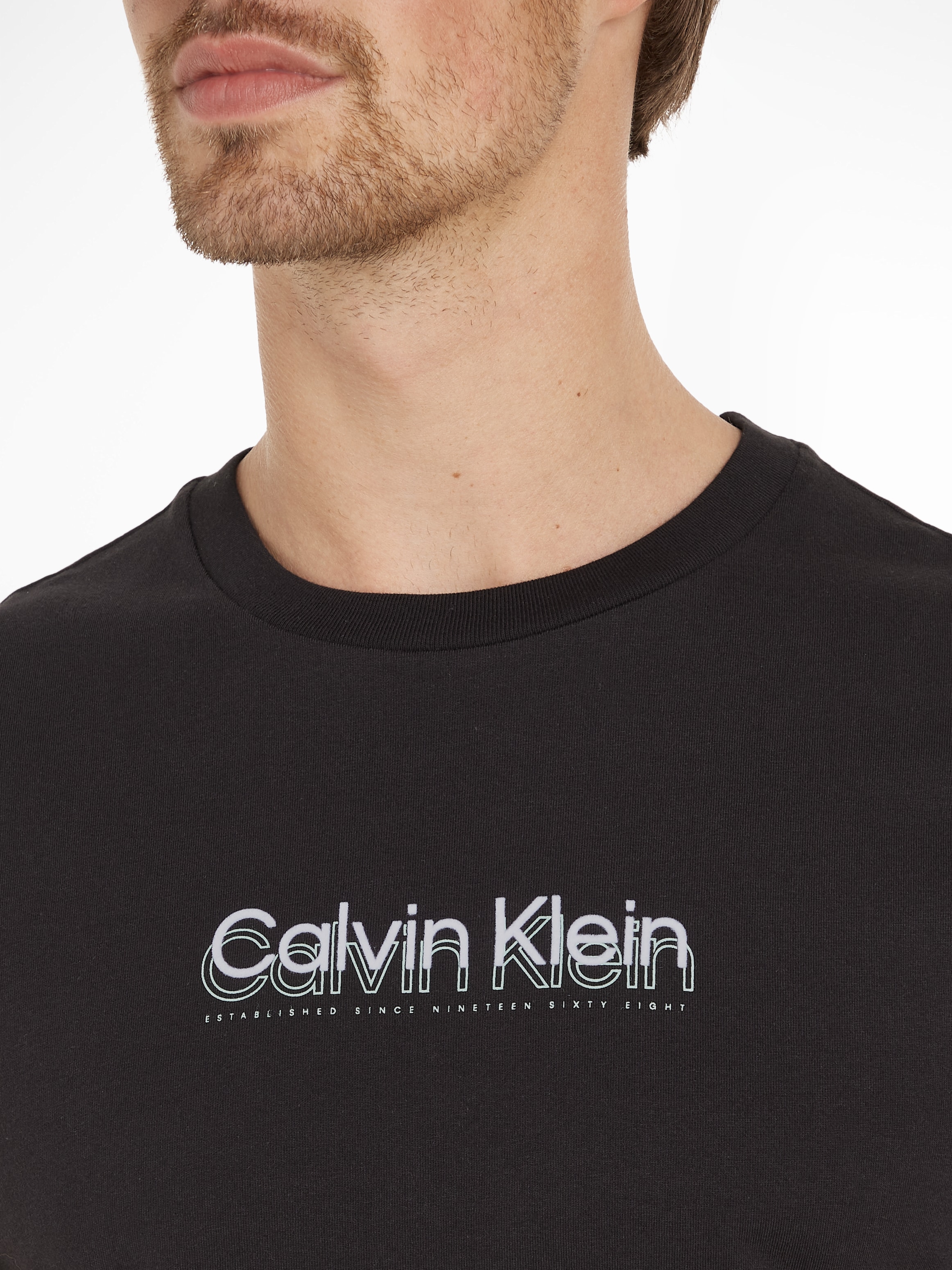 Calvin Klein T-Shirt »FLOCK LOGO T-SHIRT« mit Logoschriftzug
