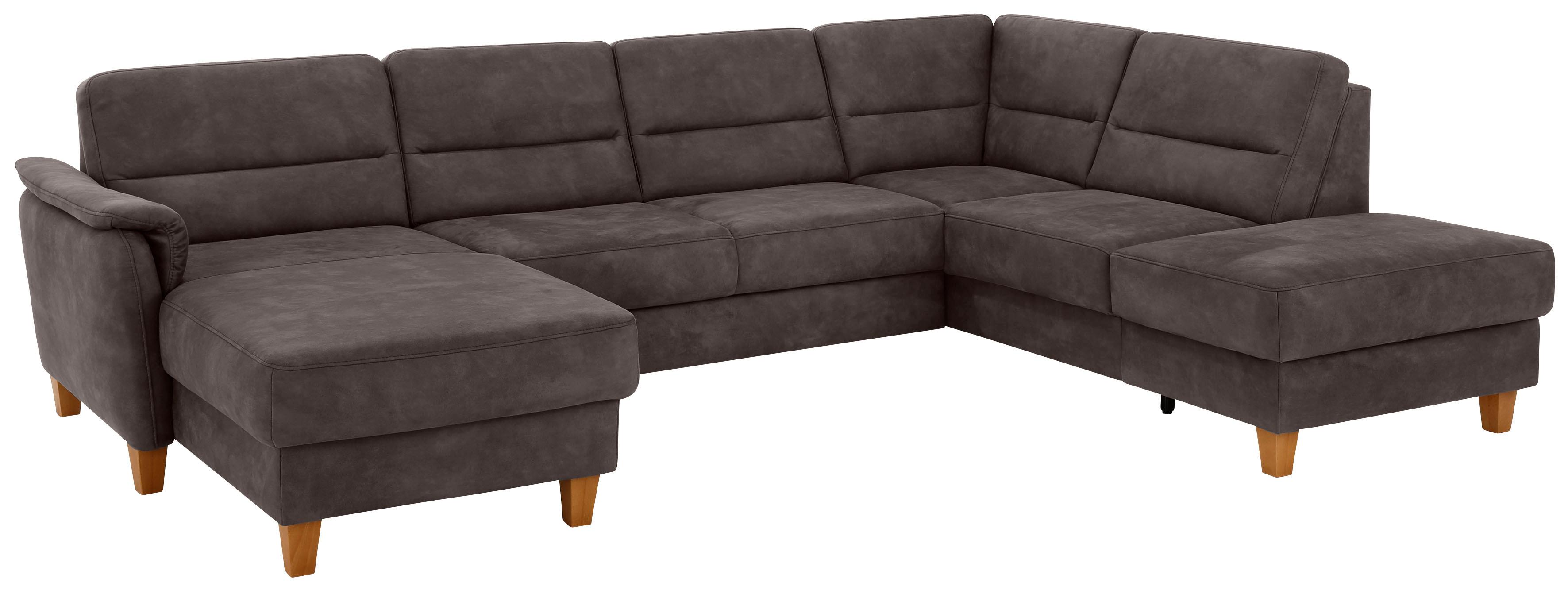 Home affaire Wohnlandschaft "Palmera U-Form, B: 308 cm, große Stoff + Leder Auswahl" mit Schlaffunktion, optional Bettkasten, Federkern, XXL-Wohnlandschaft