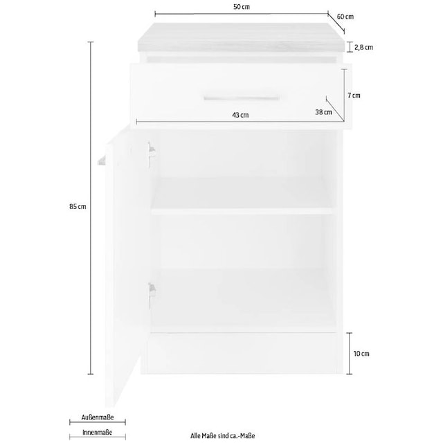 wiho Küchen Unterschrank »Zell«, Breite 50 cm | BAUR