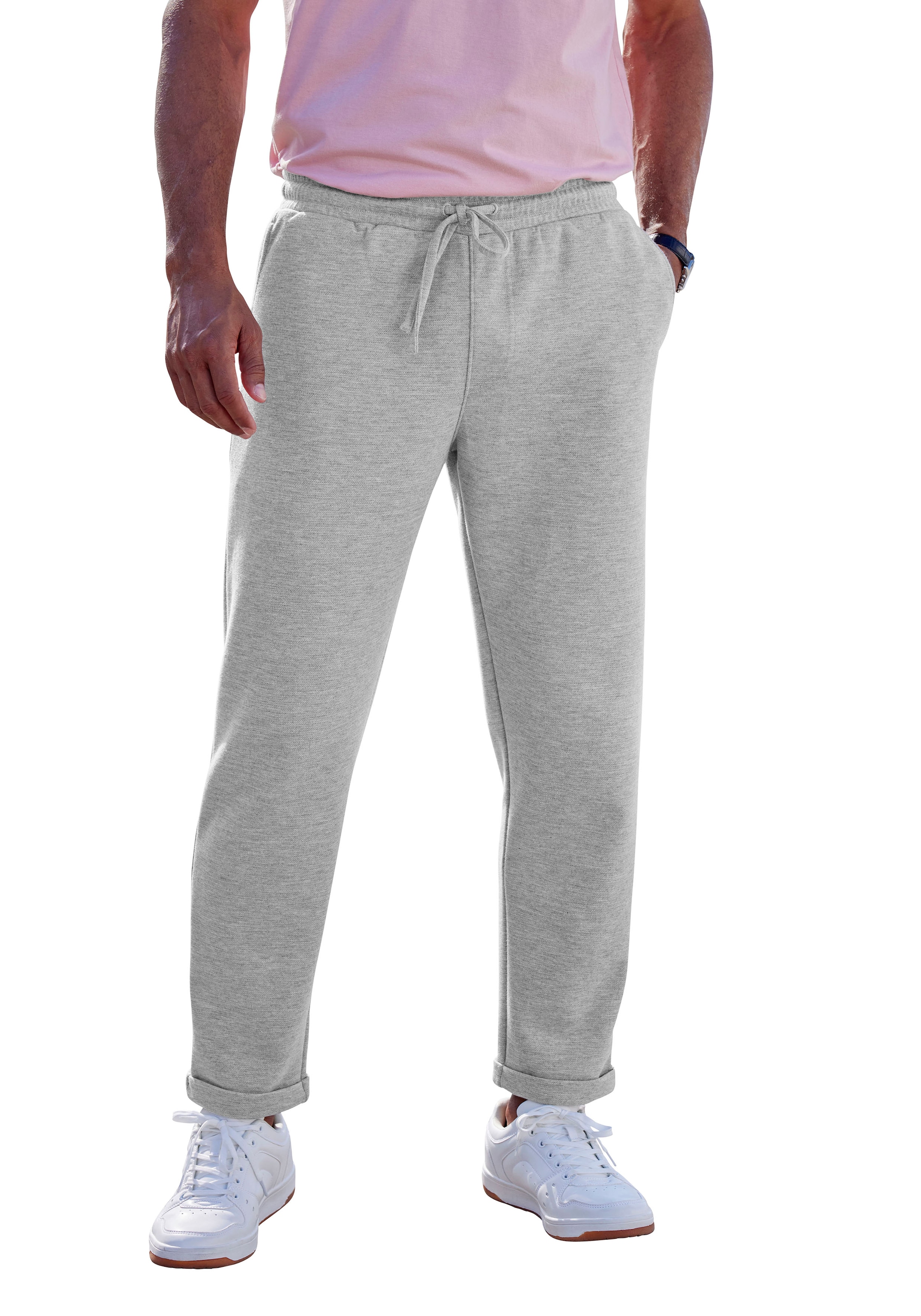 John Devin Jogger Pants »Jogg Pants«, Umschlag am Beinabschluss, aus elastischer Piqué-Qualität