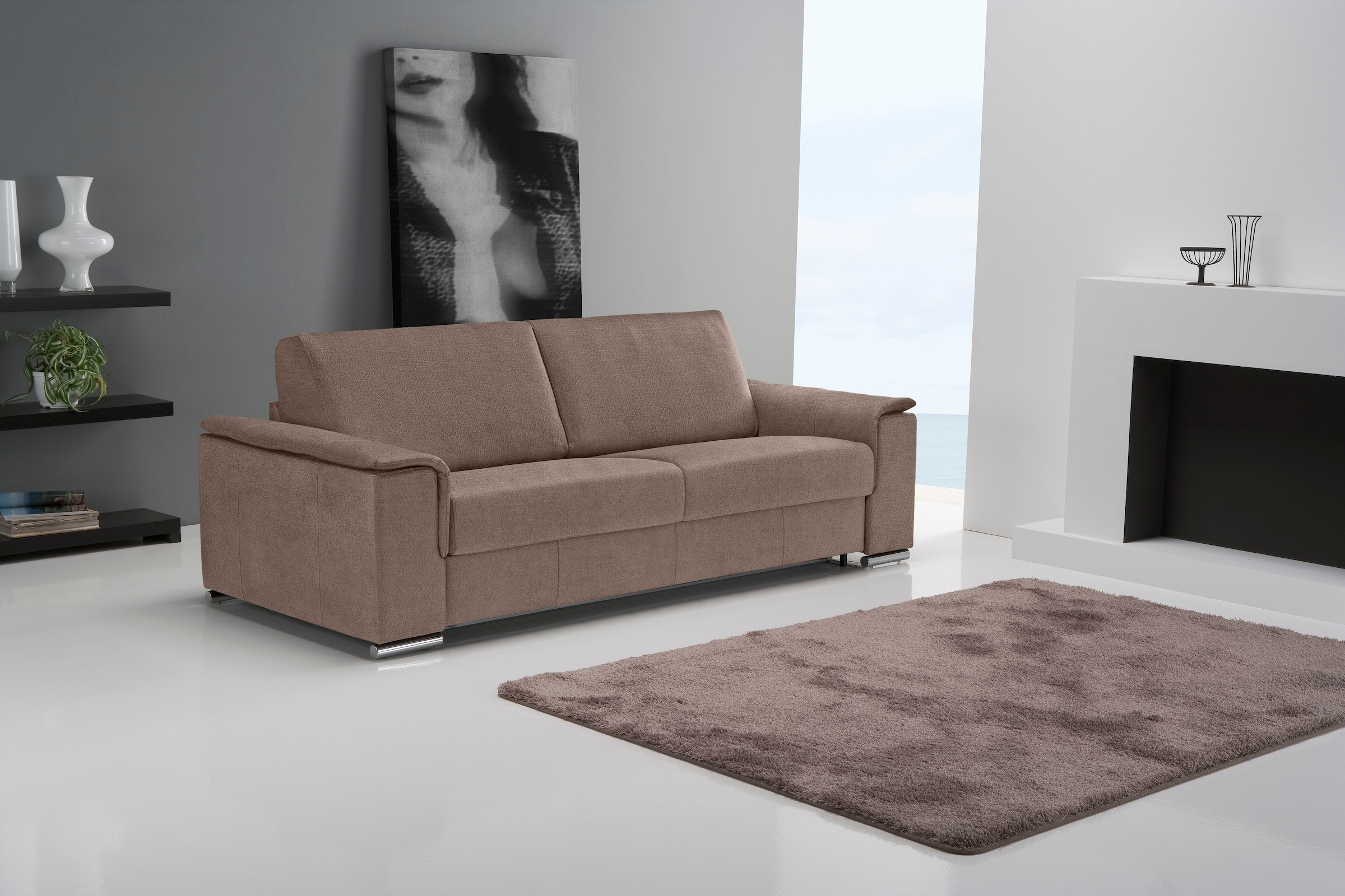 Egoitaliano Schlafsofa »Cecilia, modern & elegant, erstklassiger Sitzkomfort, Dauerschläfer«, inkl. Matratze und hochwertigem Metallbettrahmen, toller Schlafkomfort
