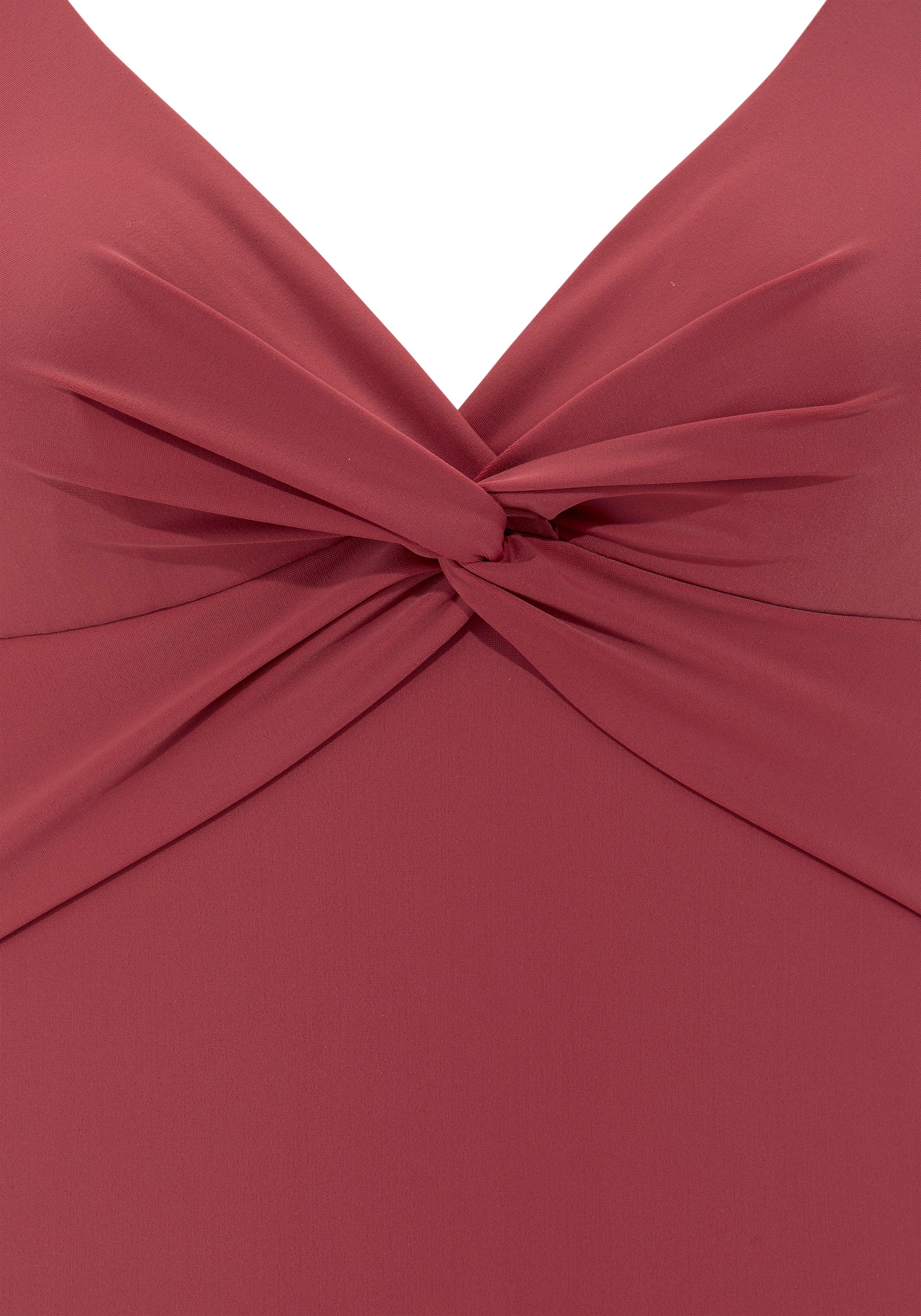 Badeanzug LASCANA, Gr. 48, Cup D, rot (rostrot), Polyamid, unifarben, Badeanzüge Badeanzug, mit Shaping-Einsatz vorn, eingearbeitete Softcups, mit Raffungen 3