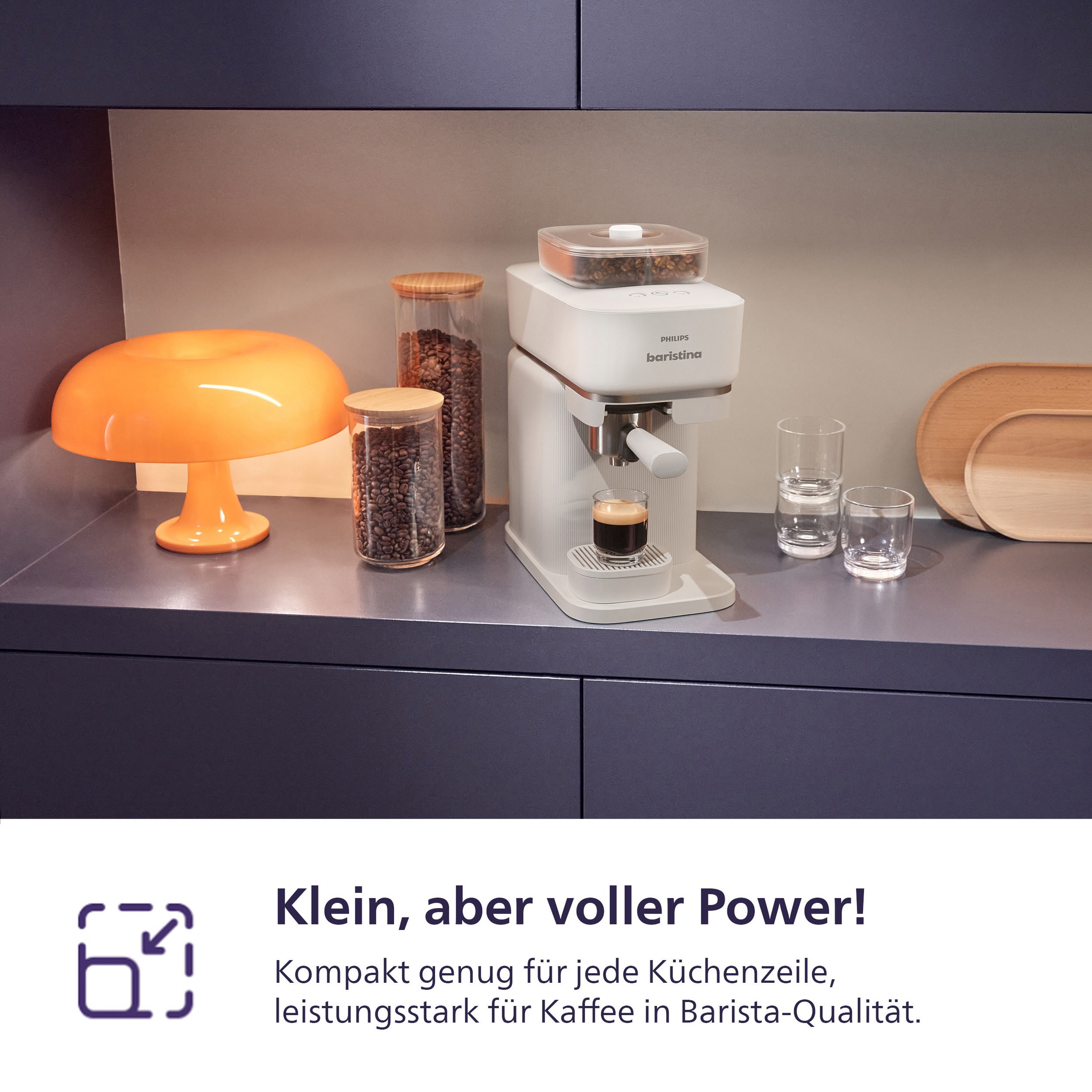 PHILIPS baristina Espressomaschine »mit Bean swap BAR320/00 mit Mahlwerk für ganze Bohnen« Doppelter Bohnenbehälter, 16 bar Pumpendruck, Naturweiß​