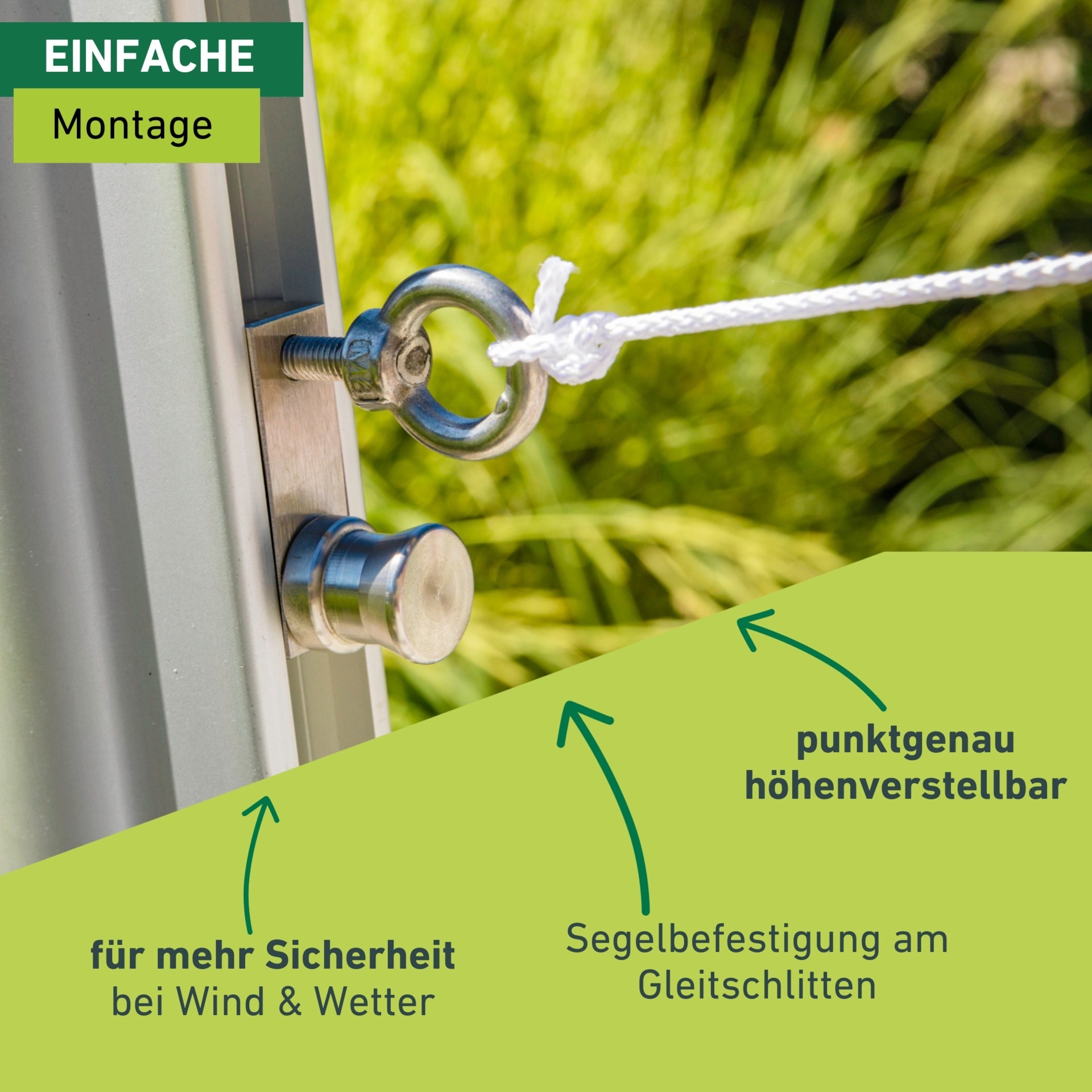 Windhager Sonnensegelmast »Premium« höhenverstellbares Gleitschienensystem