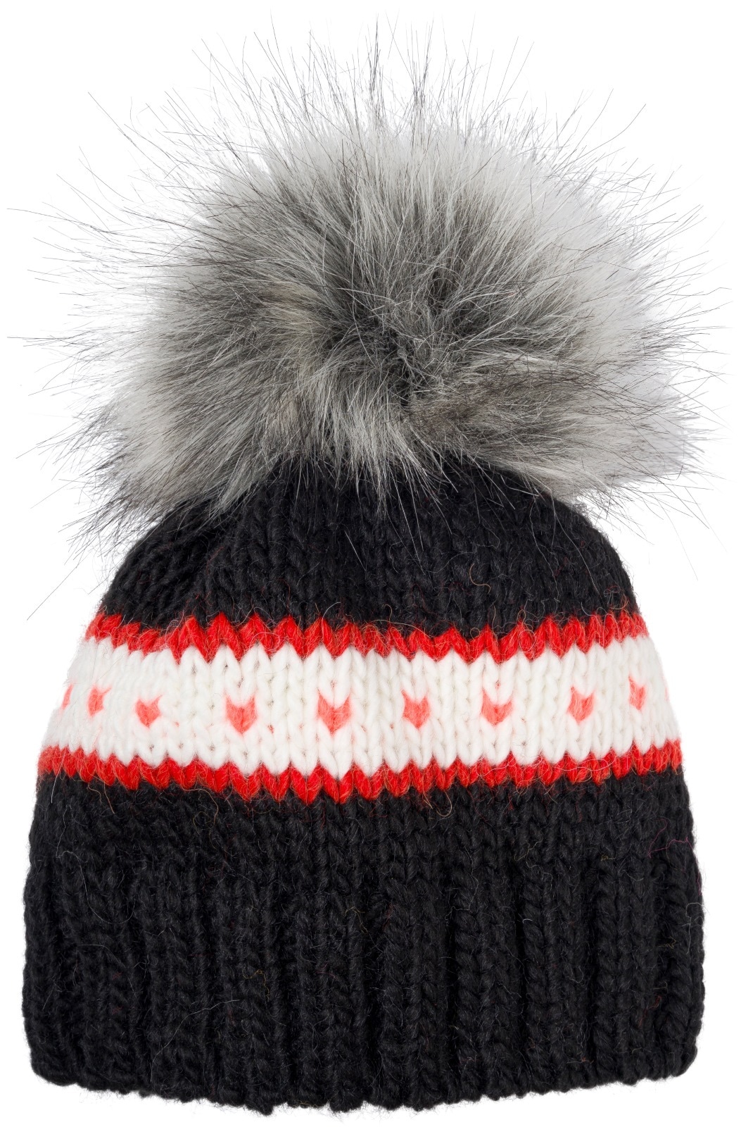 styleBREAKER Strickmütze "Kinder Strick Bommelmütze Herzmuster" 1 Stk.