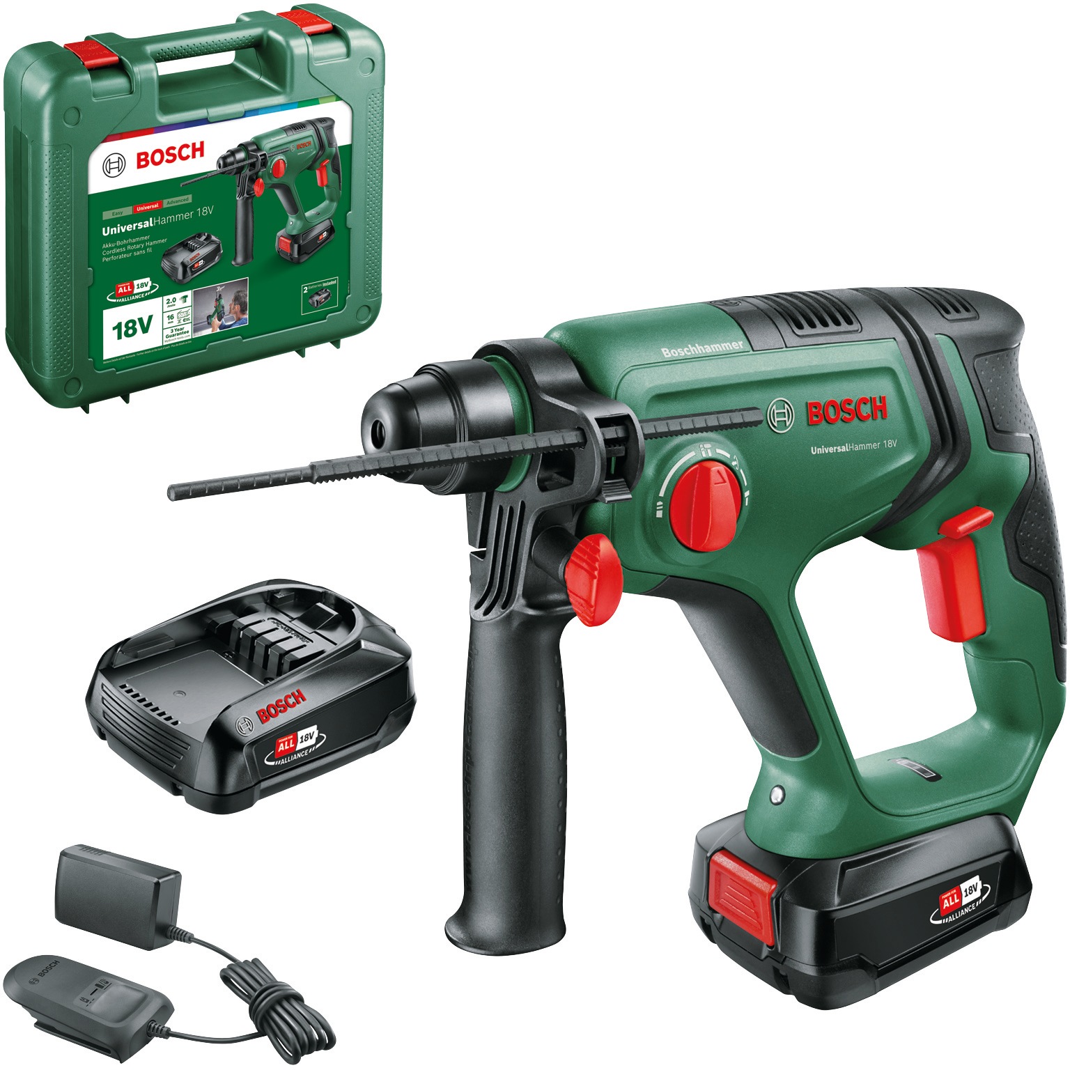 Bosch Home & Garden Akku-Bohrhammer "UniversalHammer", mit 2 Akkus 18V/2,5Ah und Ladegerät AL 1