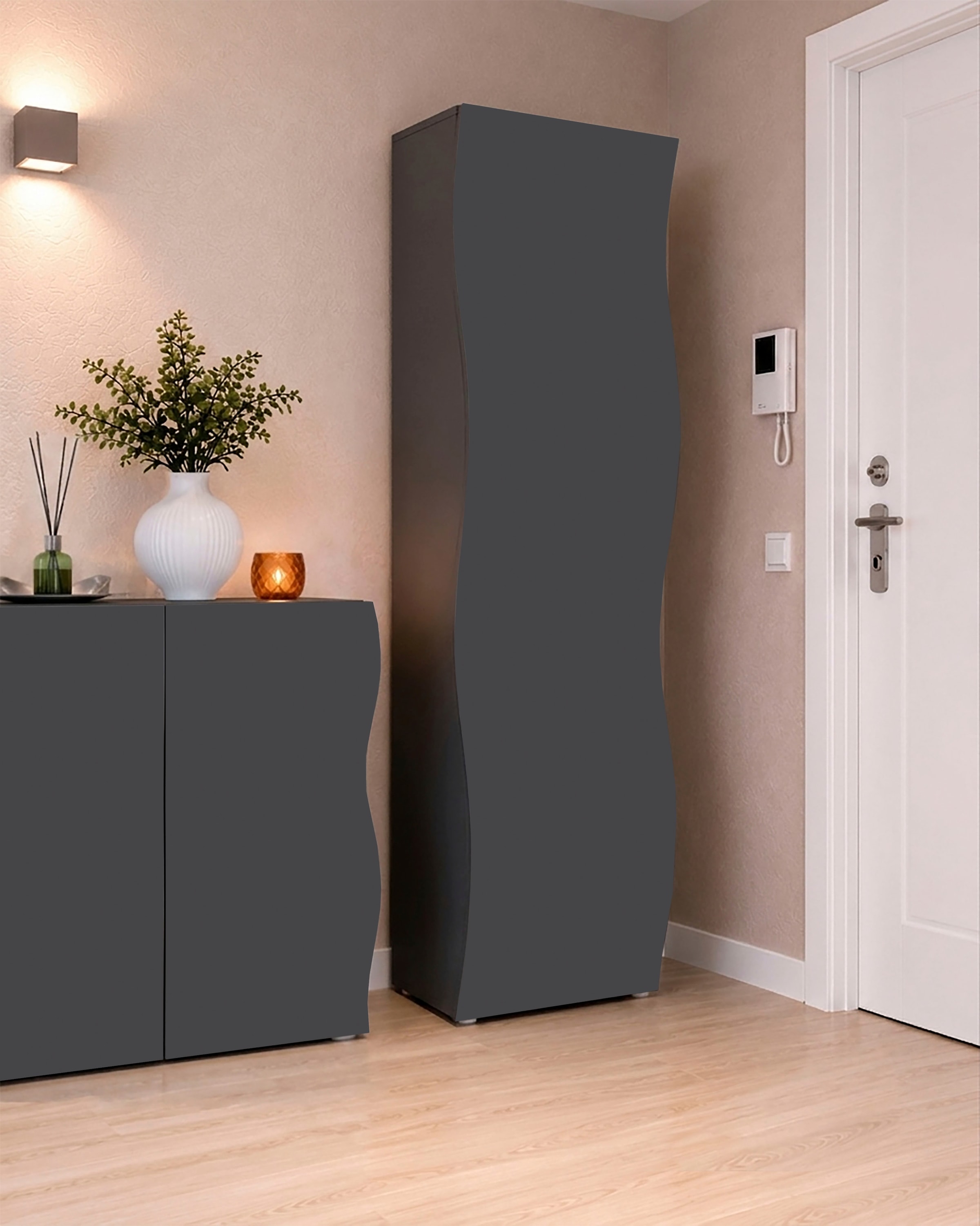 Home affaire Garderobenschrank »Garderobenschrank,Kleiderschrank,Dielenschrank mit 1 Tür Höhe 186« onda 63 cm breit, Anthrazit,Kleiderstange, Einlegeboden, made in italy