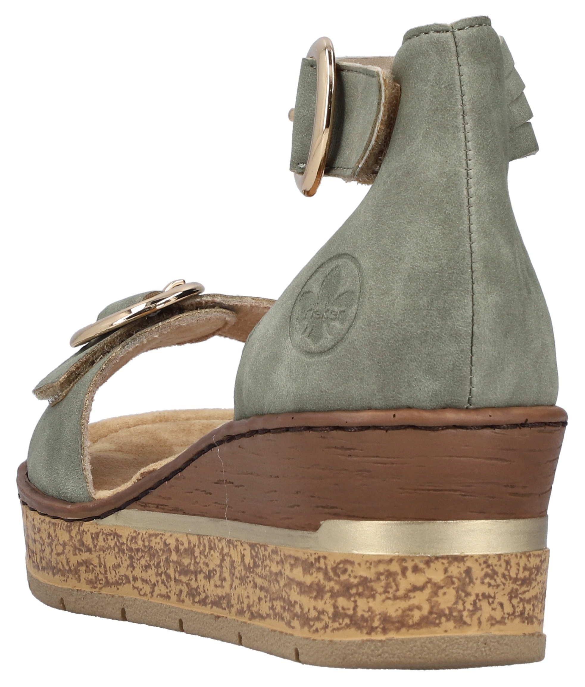 Keilsandalette RIEKER, Damen, Gr. 40, schilf, Nubuklederimitat, unifarben, Schuhe, Sommerschuh, Urlaubsschuh, Sandale mit trendy Fesselriemchen 3