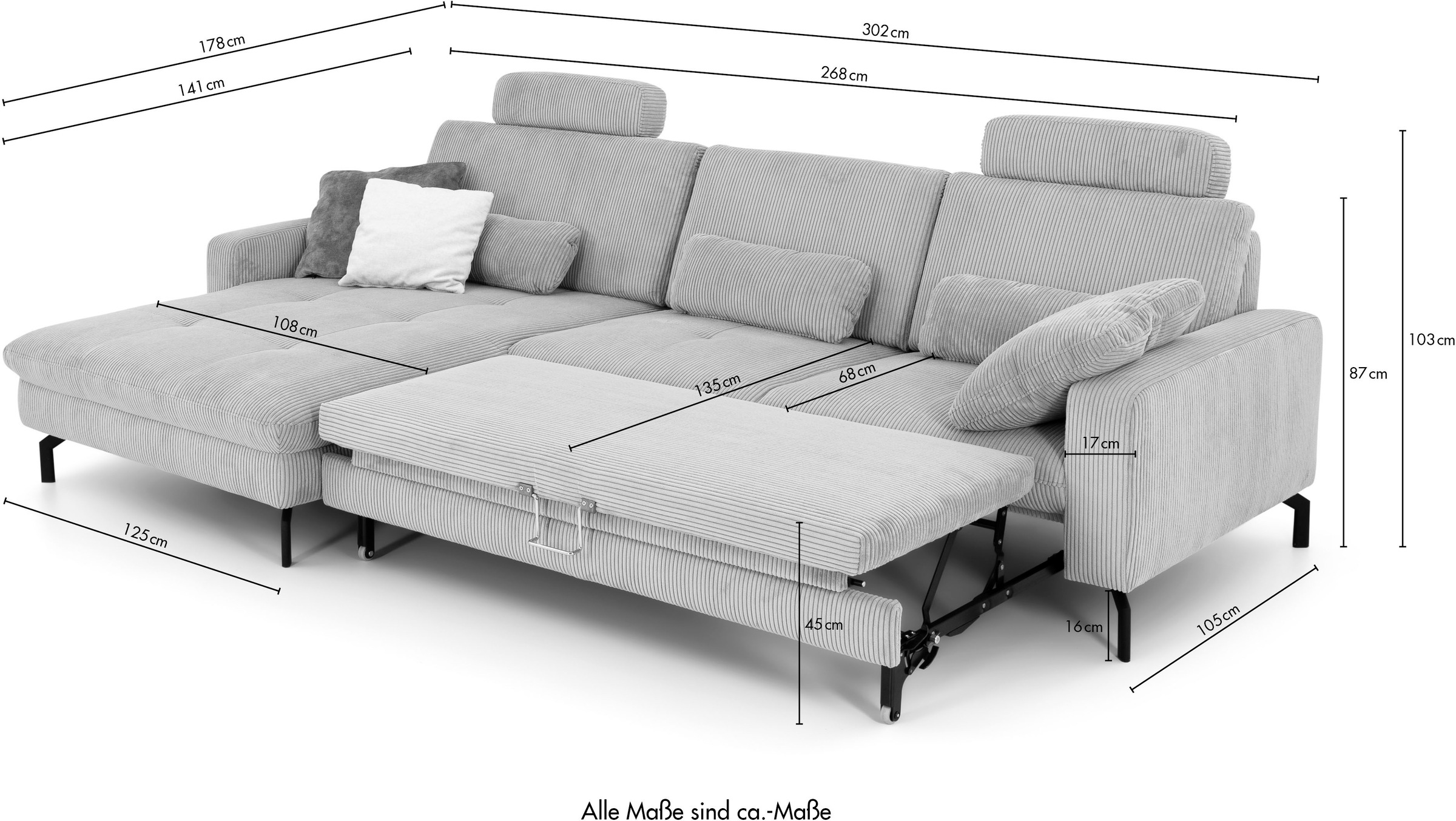 Die PlanBar Ecksofa »MP-IN20110 L-Form mit Kaltschaum-Polsterung«, optional mit Funktionen erhältlich